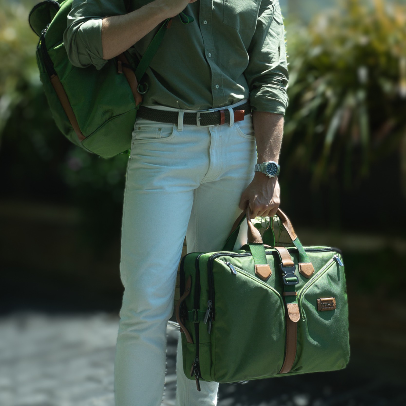 Mochila Grande de Viagem Verde-escuro-4