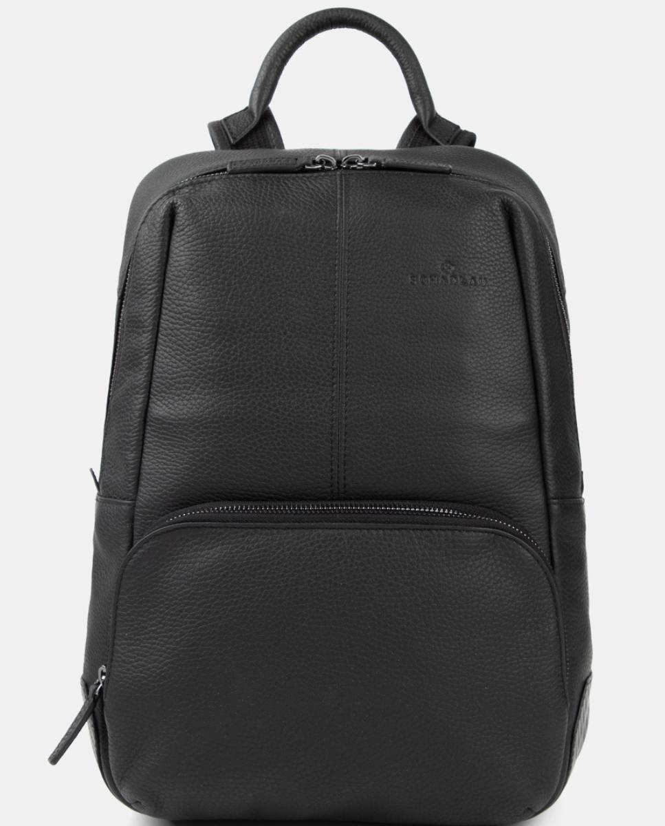 Mochila de Pele Pequena para Computador Portátil Preto-1