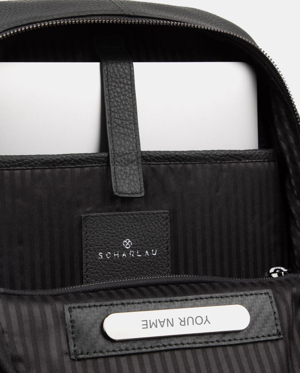 Mochila de Pele Pequena para Computador Portátil Preto-4