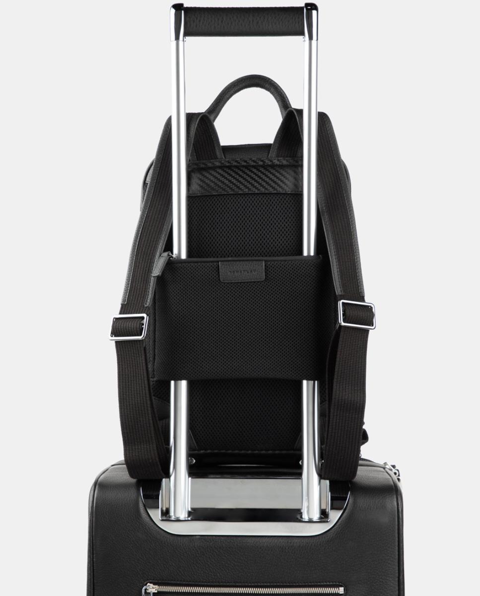 Mochila de Pele Pequena para Computador Portátil Preto-5
