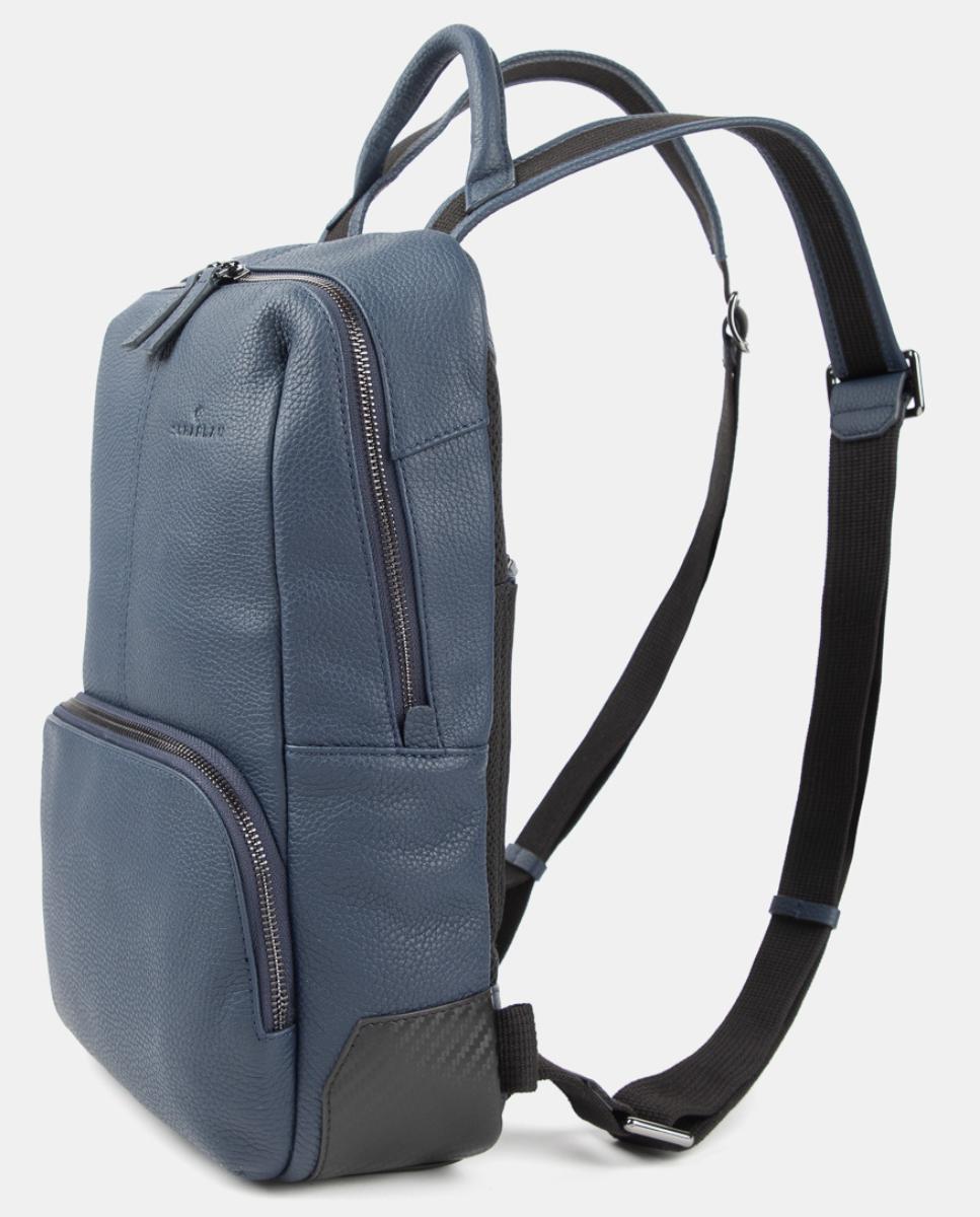 Mochila de Pele Pequena para Computador Portátil Azul-2