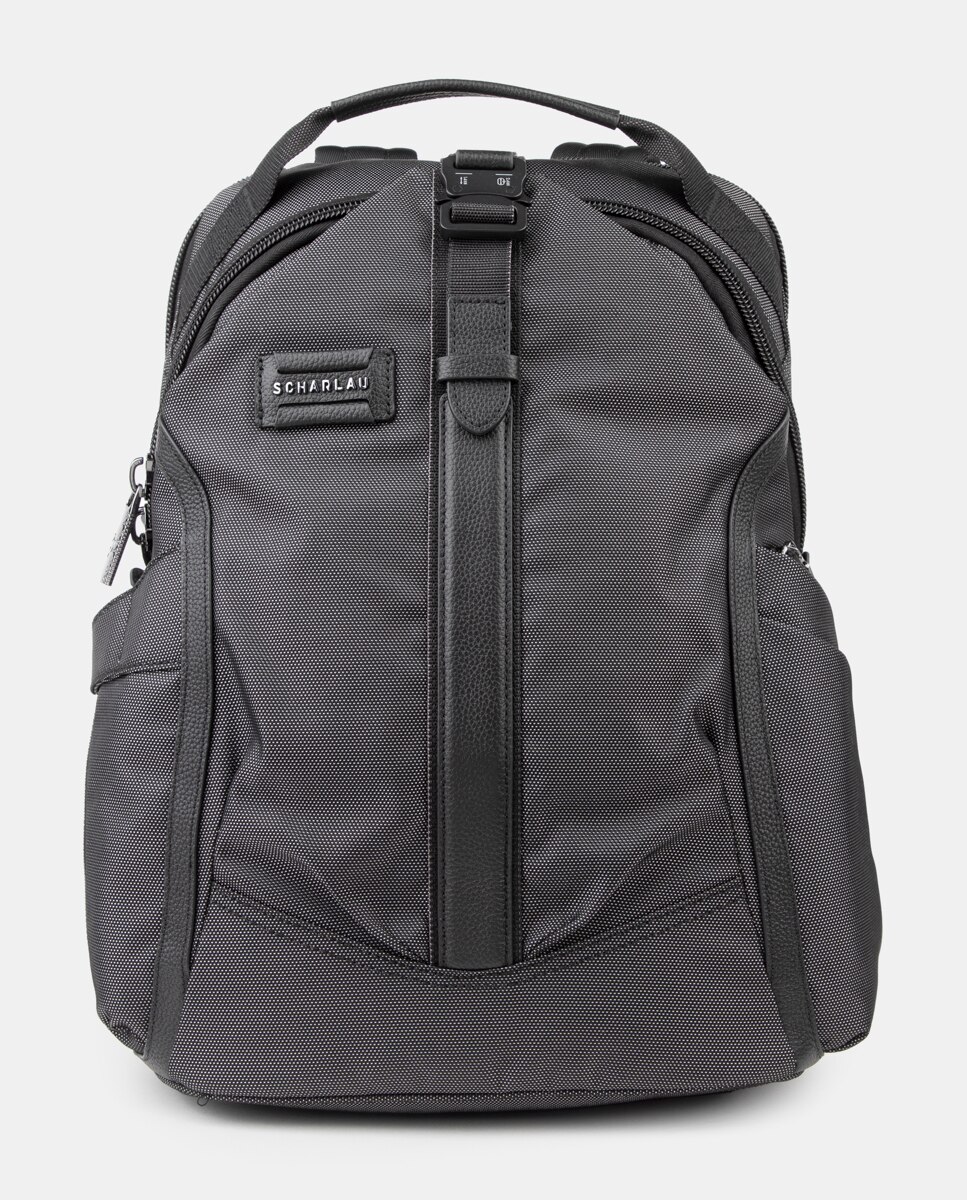 Mochila com Detalhes em Pele para Portátil Cinzento-escuro-1