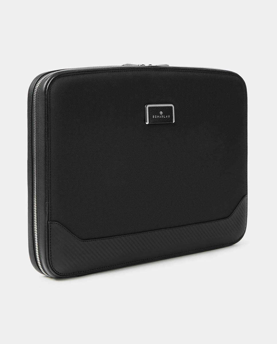 Portadocumentos para Portátil de Nylon Balístico e Pele Preto-2