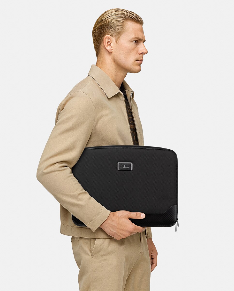 Portadocumentos para Portátil de Nylon Balístico e Pele Preto-5