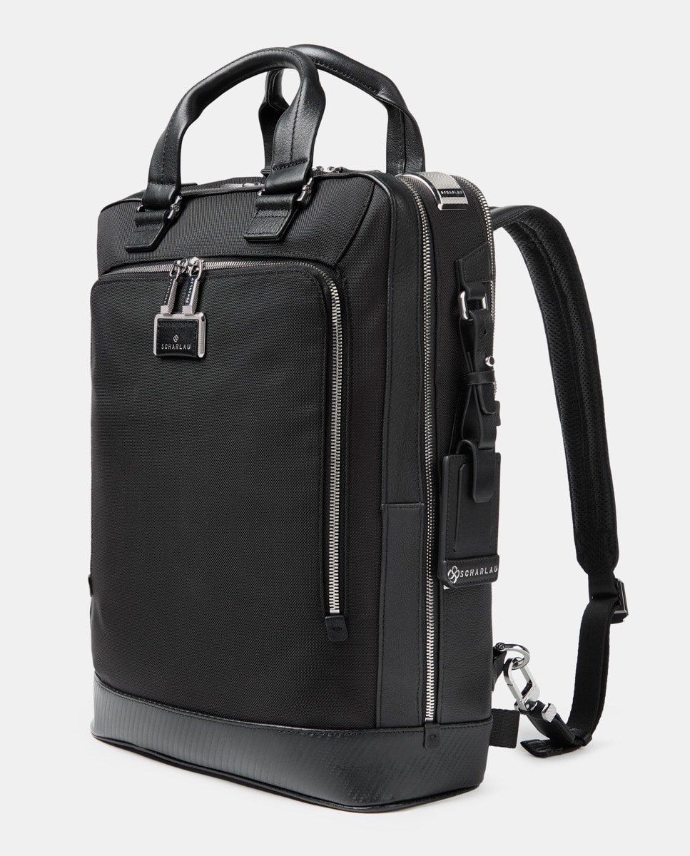 Mochila de Nylon Balístico e Pele Preto-2