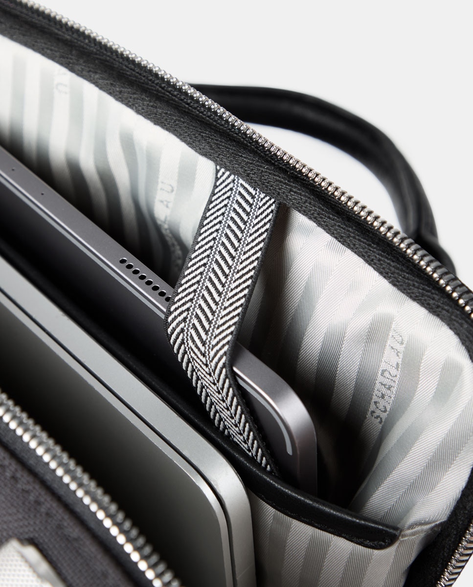 Mochila de Nylon Balístico e Pele Preto-4