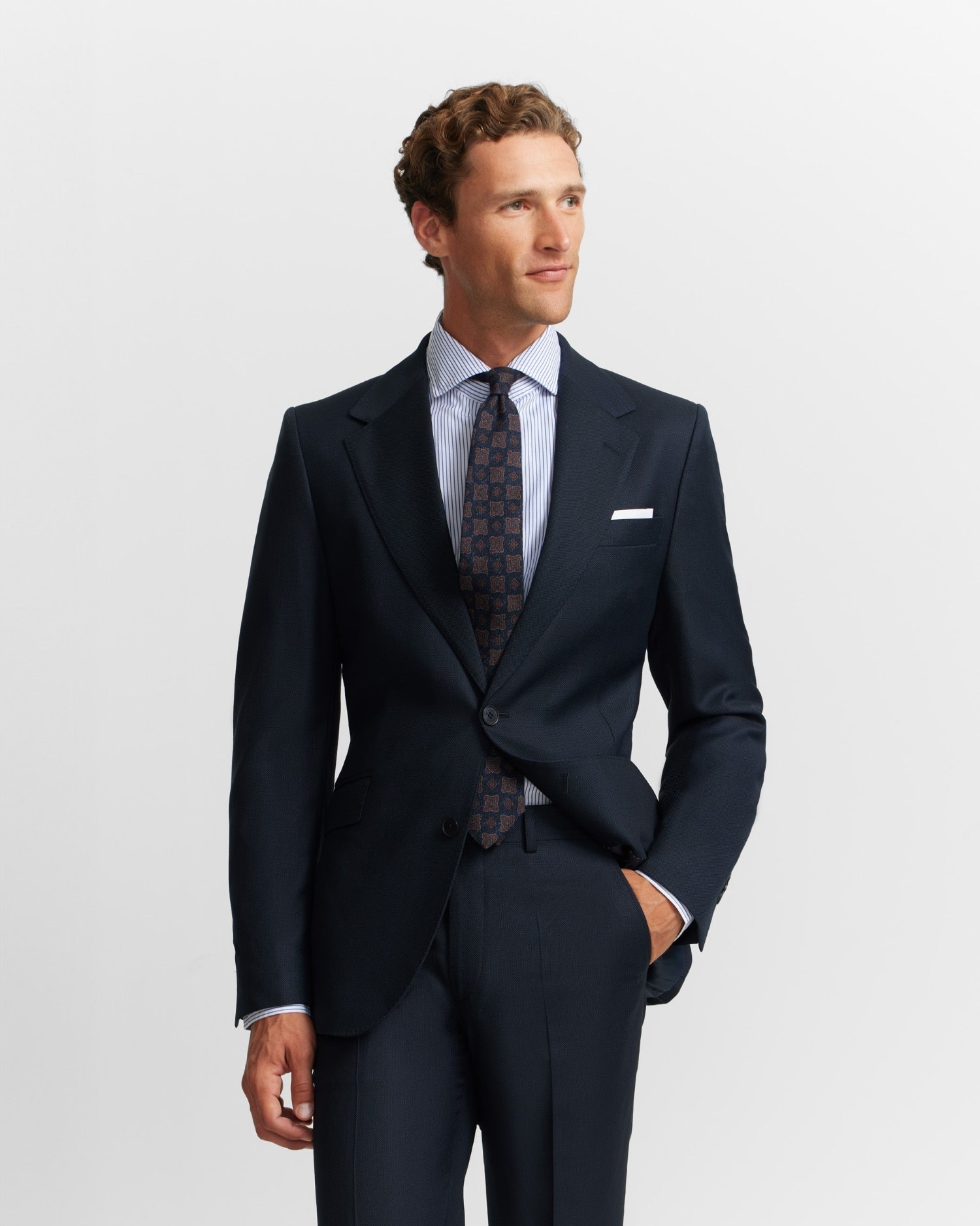 Blazer de Fato Slim Olho de Perdiz em Azul-marinho Azul-marinho-1