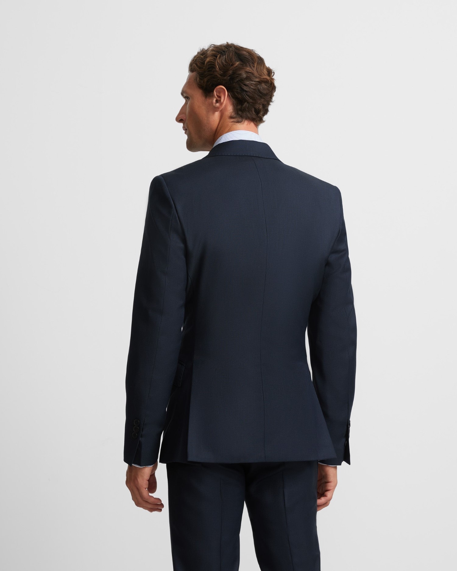 Blazer de Fato Slim Olho de Perdiz em Azul-marinho Azul-marinho-2