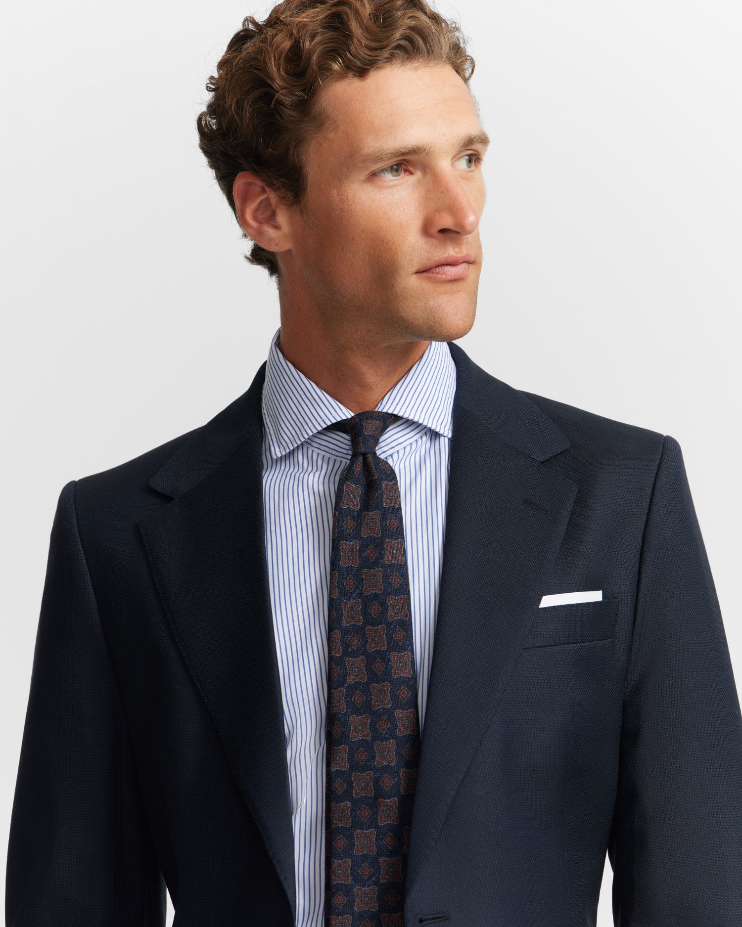 Blazer de Fato Slim Olho de Perdiz em Azul-marinho Azul-marinho-3