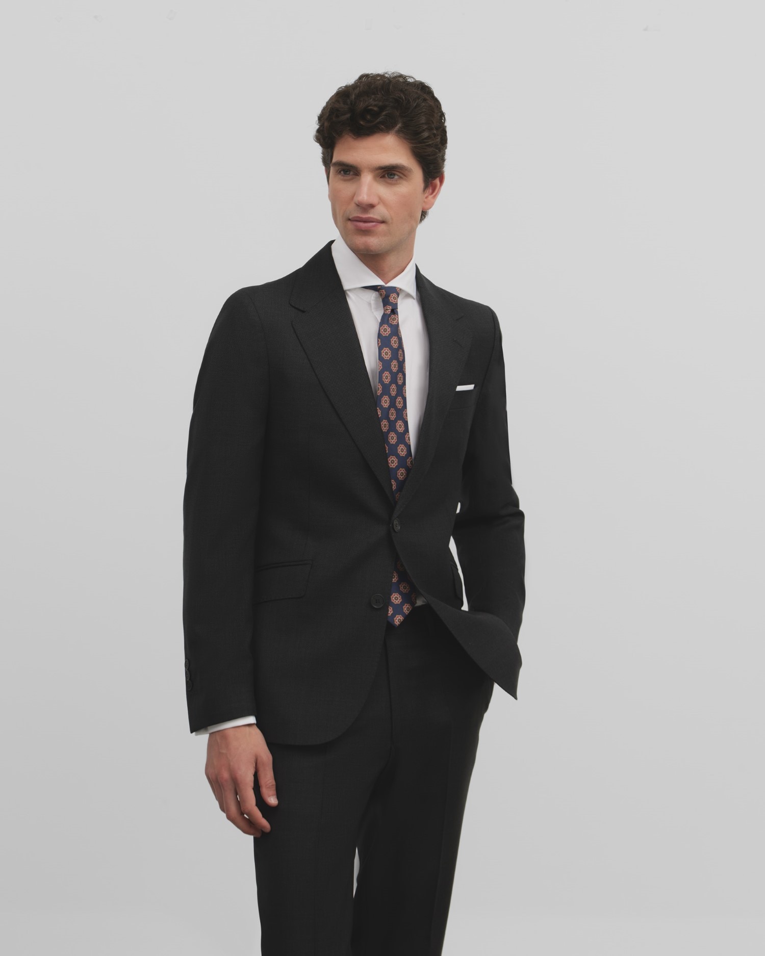Blazer Suit Ojo de Perdiz em Cinzento Cinzento-escuro-1