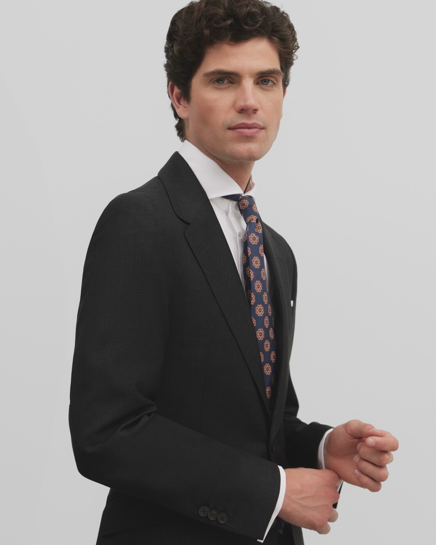 Blazer Suit Ojo de Perdiz em Cinzento Cinzento-escuro-3