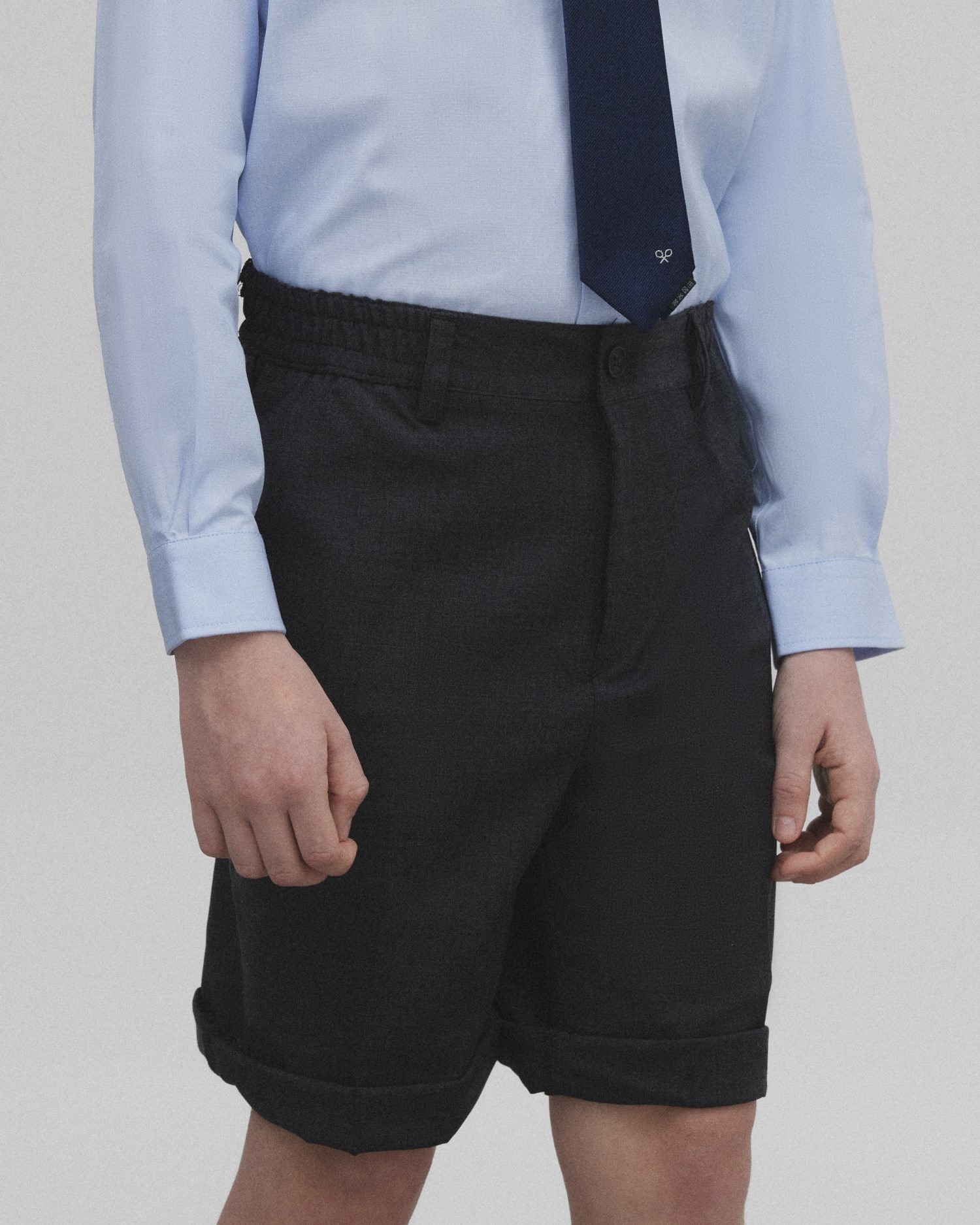 Bermudas Infantil Clássicas em Tecido Liso Silbon Cinzento-escuro-3