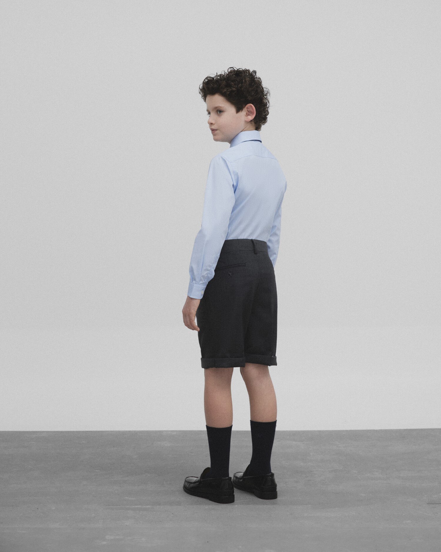 Bermudas Infantil Clássicas em Tecido Liso Silbon Cinzento-escuro-5
