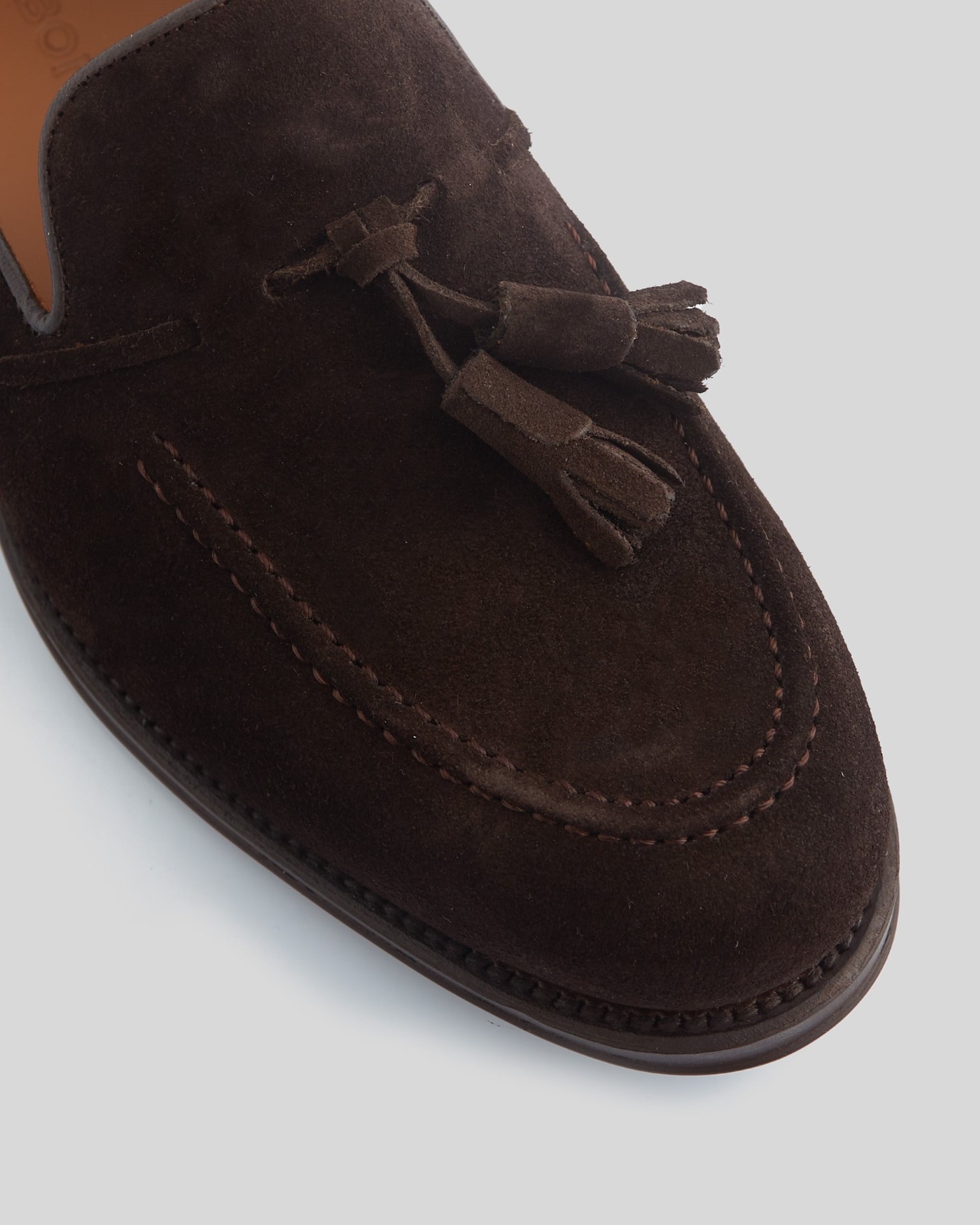 Mocassins de Pele Camurça Clássico com Pompom em Castanho-escuro Castanho-escuro-3