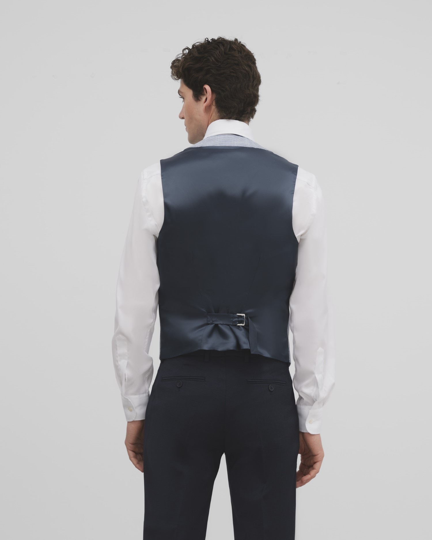 Colete de Fato Cerimónia Classic em Pied-de-poule Azul Azul / Branco-2