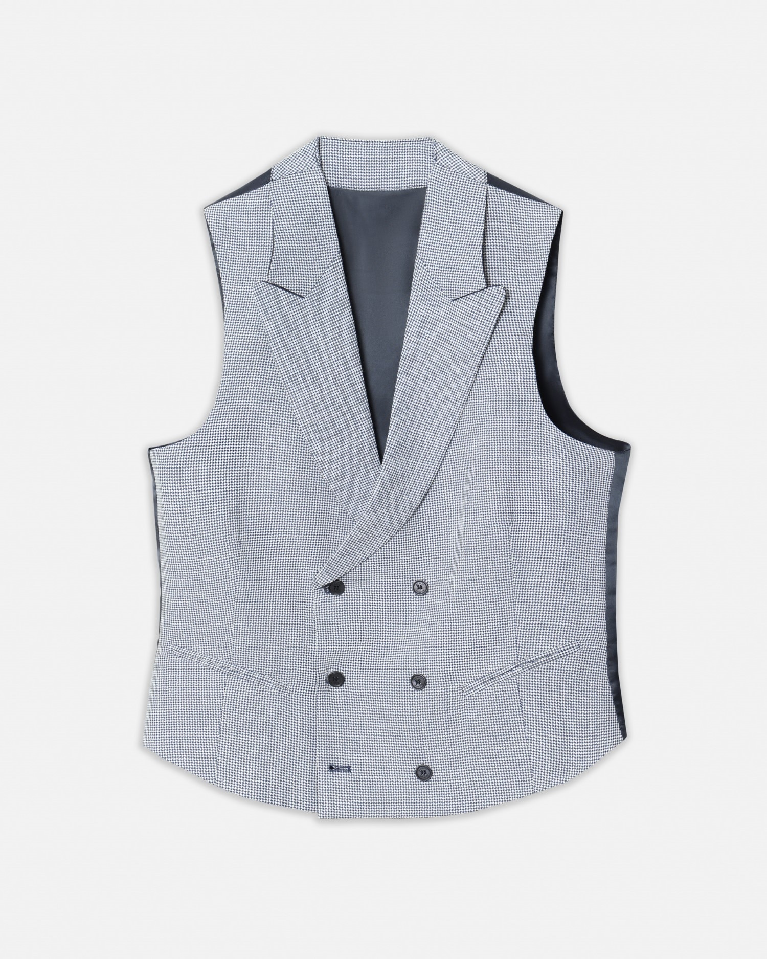 Colete de Fato Cerimónia Classic em Pied-de-poule Azul Azul / Branco-4