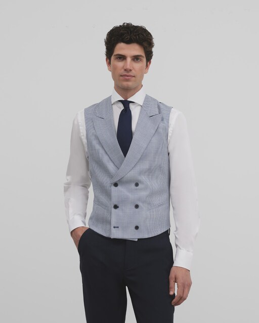 Imagem 0 de Colete de Fato Cerimónia Classic em Pied-de-poule Azul