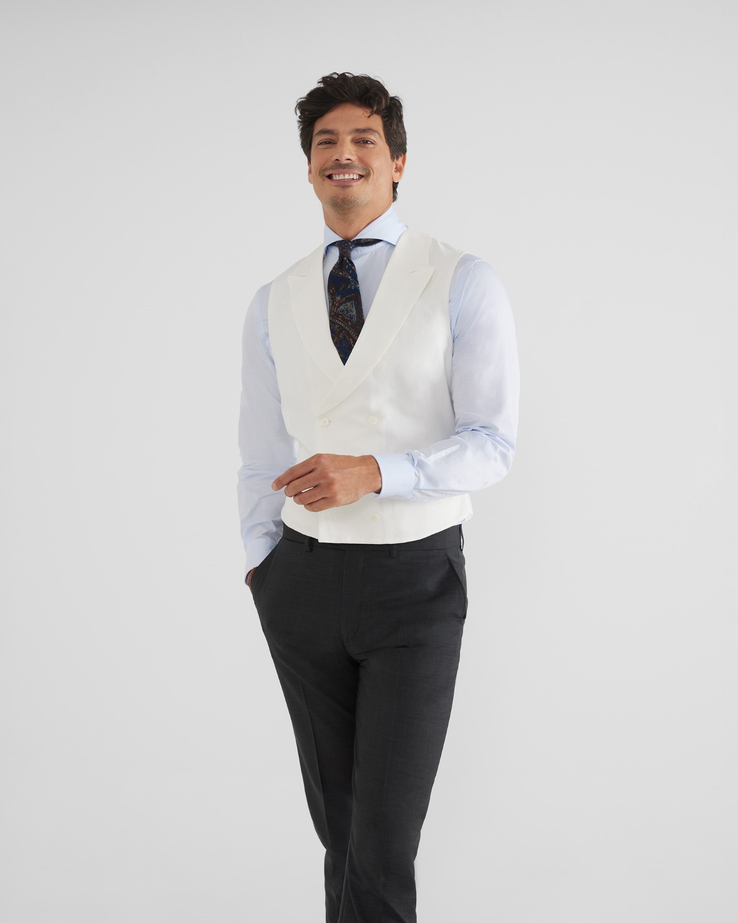 Colete de Fato Cerimónia em Branco Branco-marfim-1