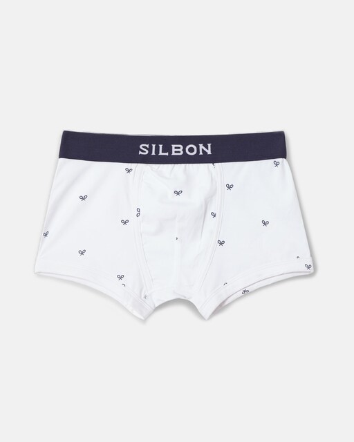 Imagem 0 de Boxers de Malha em Branco com Raquetes Marinhas