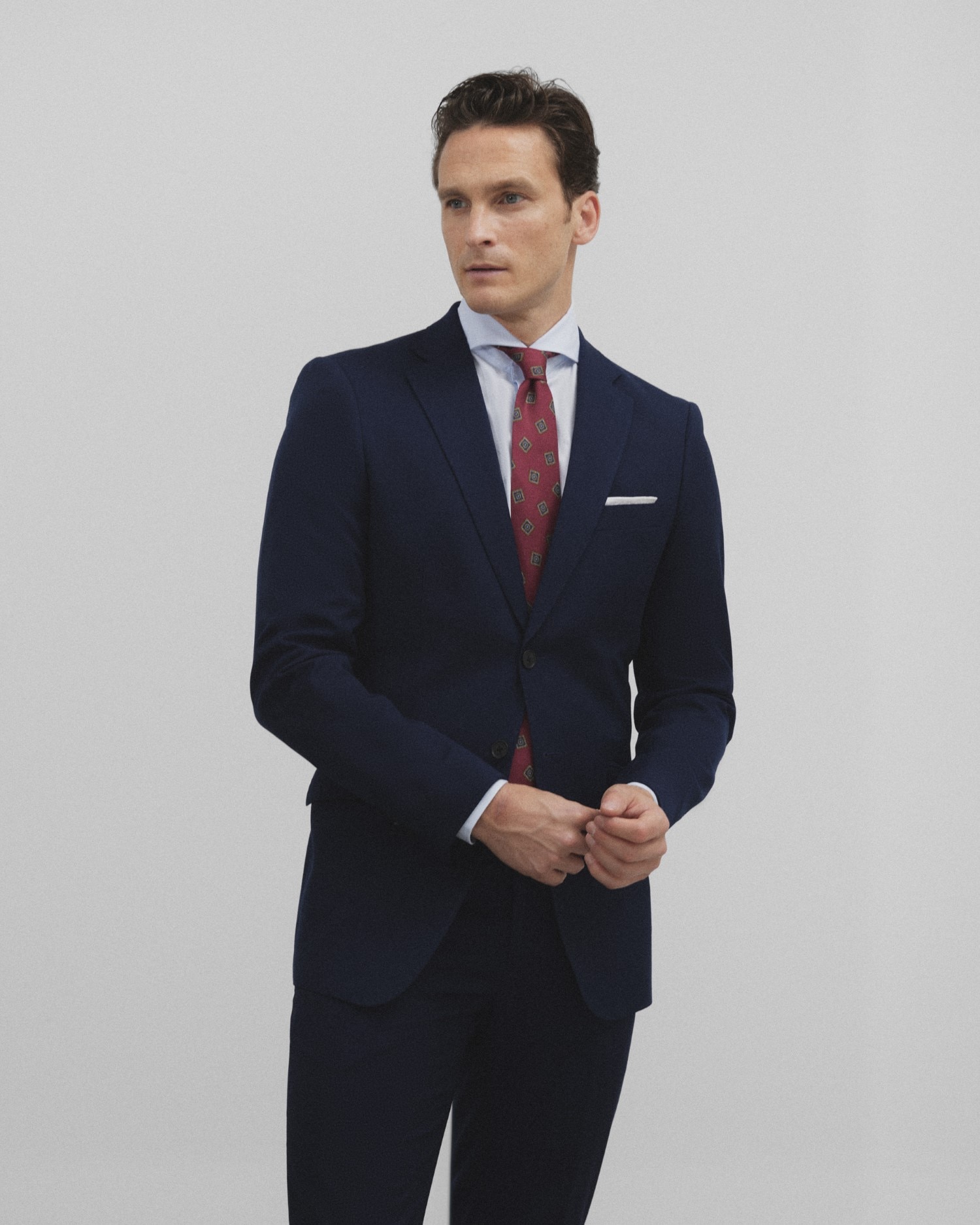 Blazer Slim Liso em Azul Médio Azul-índigo-1