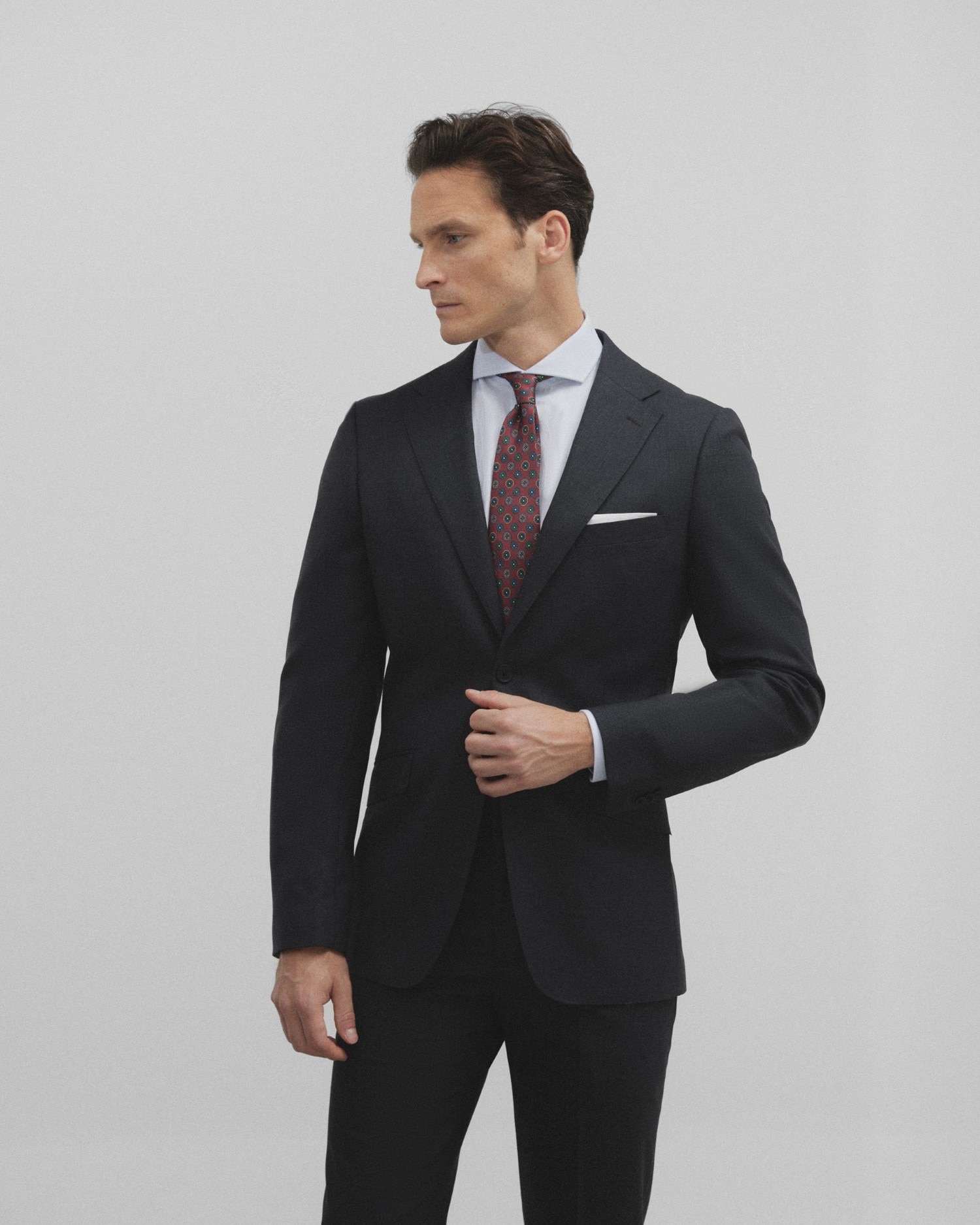Blazer de Fato Natural Stretch Cinzento Cinzento-escuro-1
