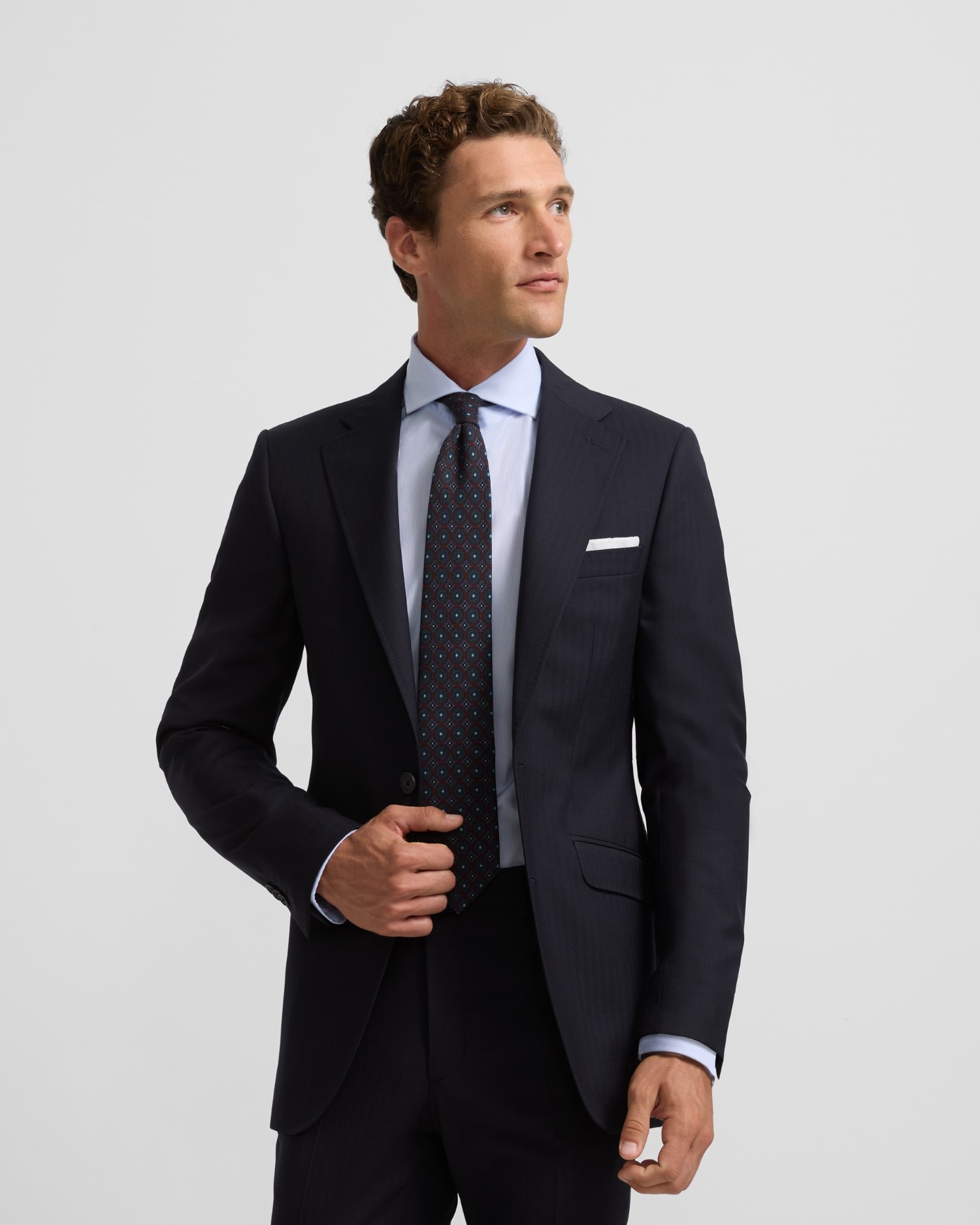 Blazer de Fato Clássico Espiga Azul-marinho Azul-marinho-1