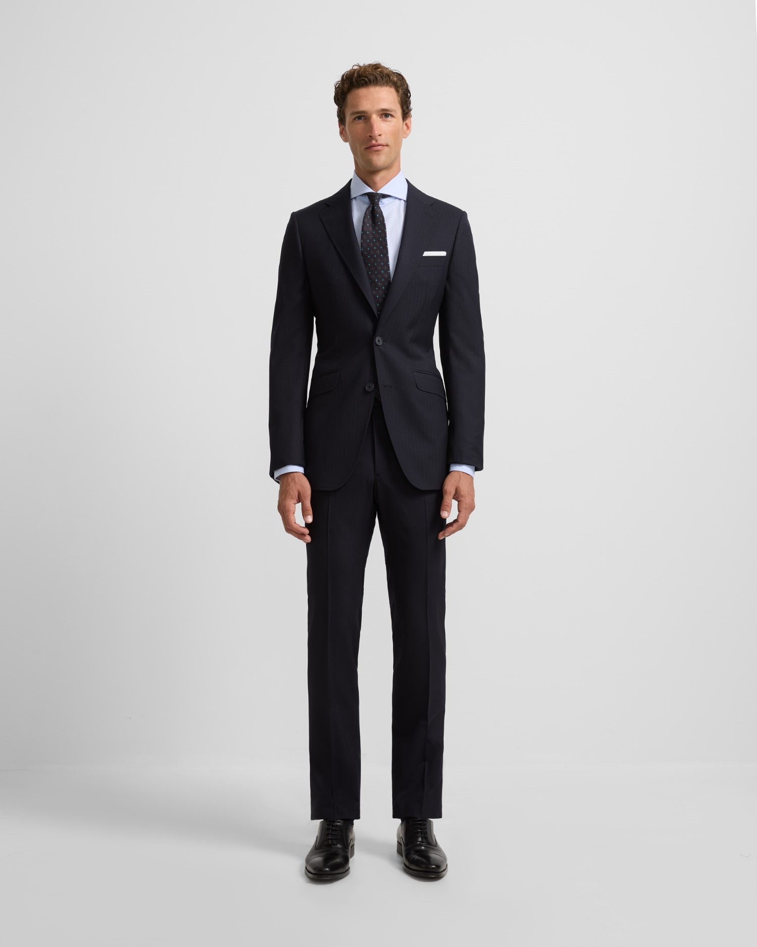 Blazer de Fato Clássico Espiga Azul-marinho Azul-marinho-2