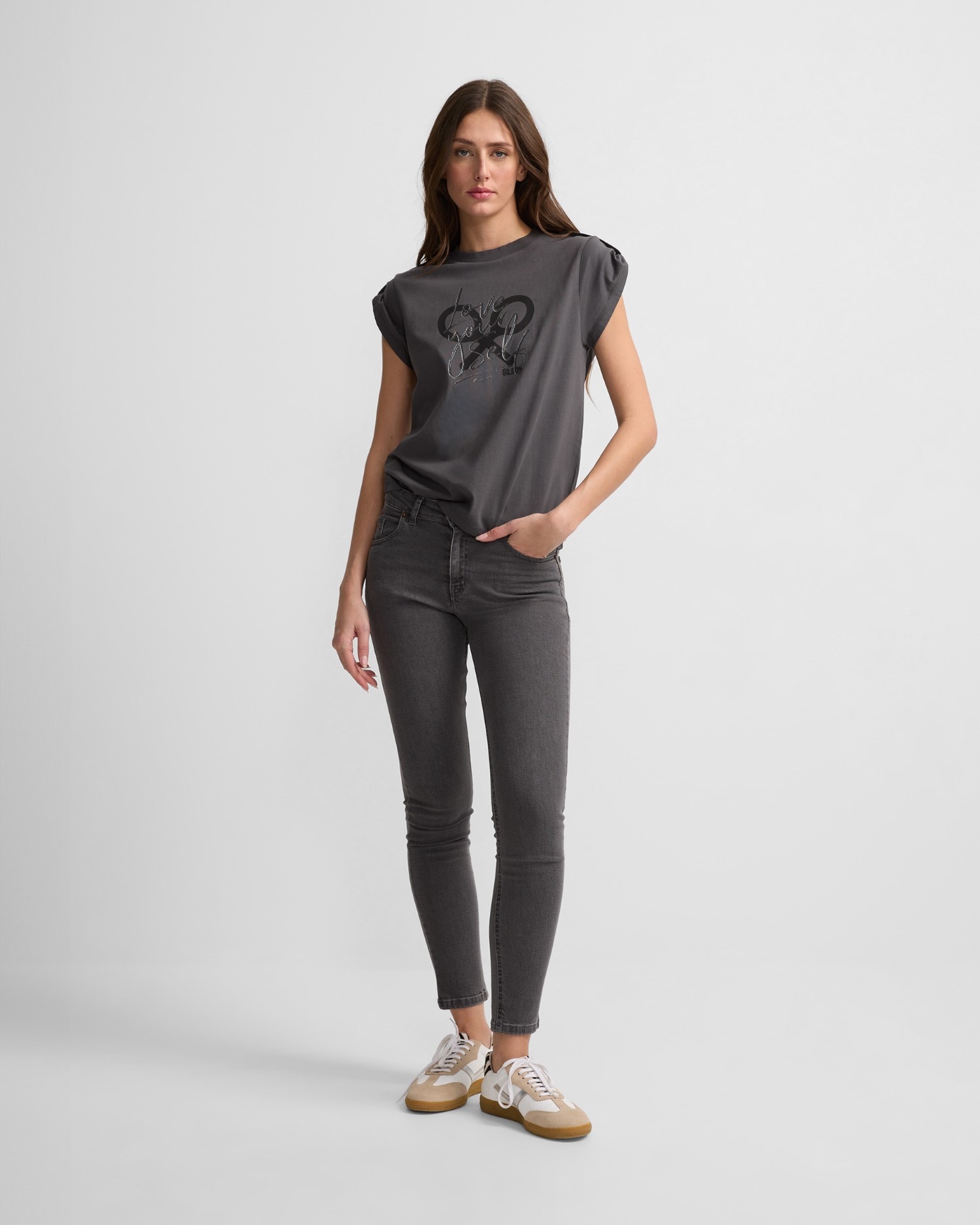 Imagem 0 de Jeans Straight Slim Fit em Cinzento