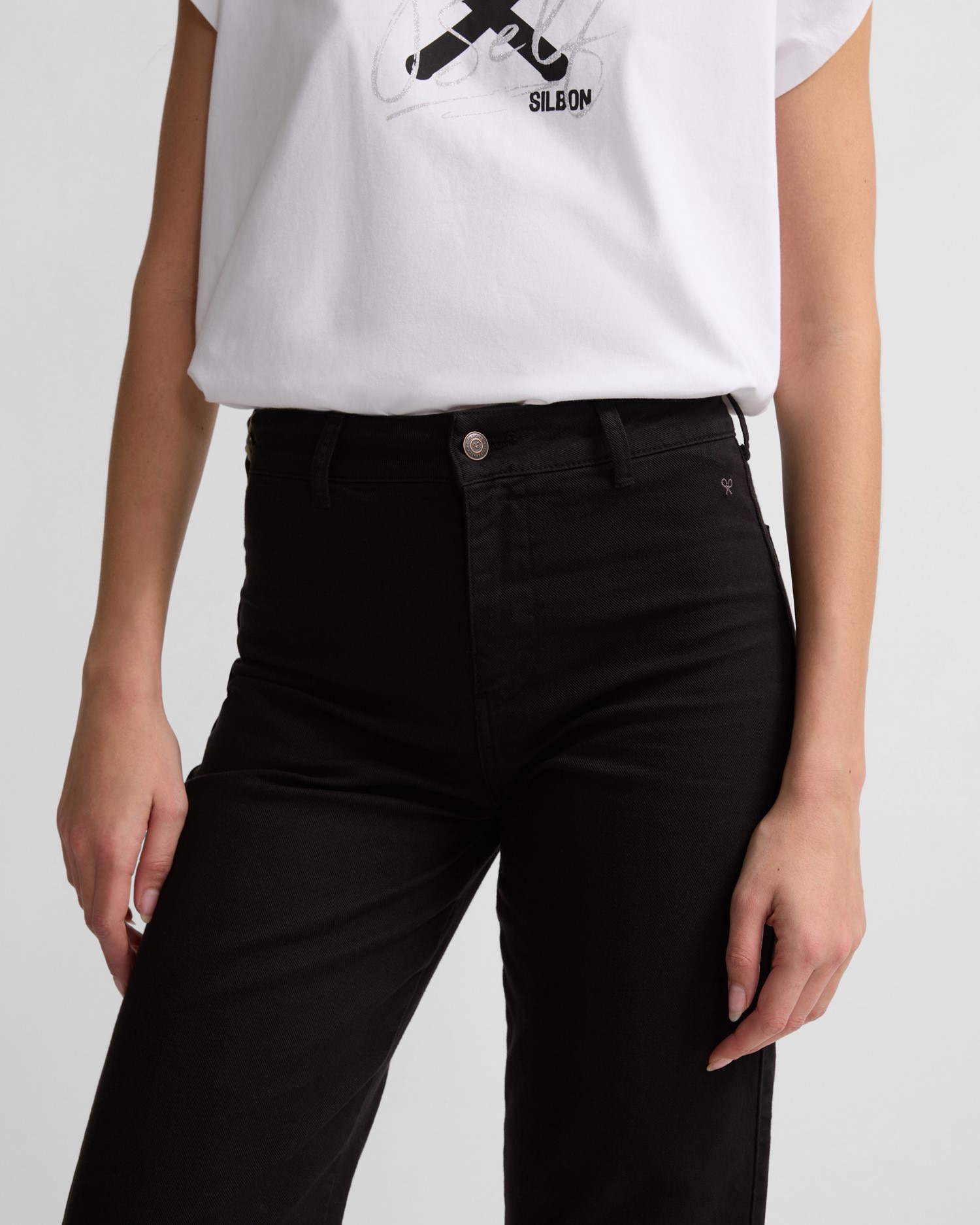 Calças Culotte Lisas Regular Fit Preto-3