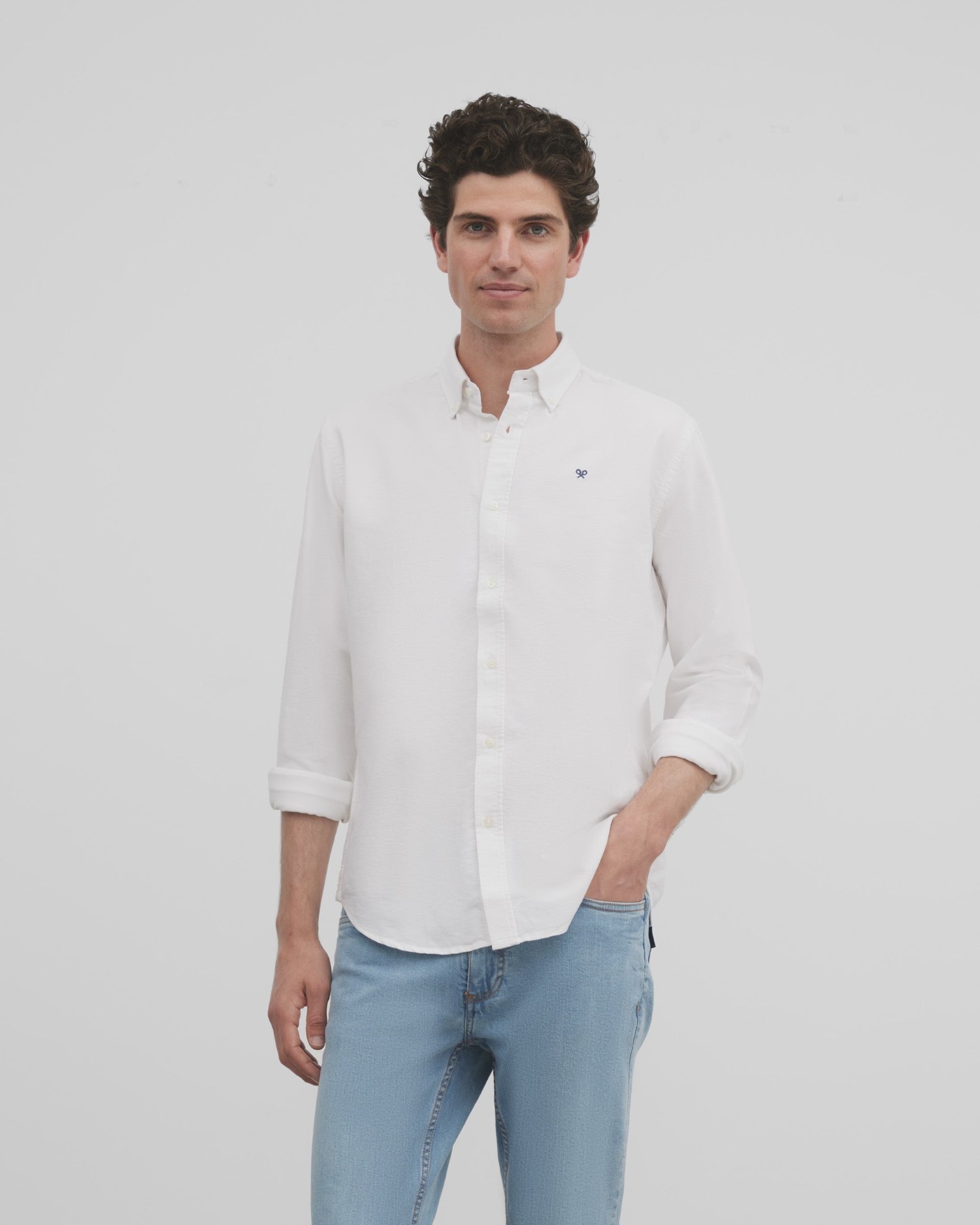 Camisa Sport Oxford Branca Branco-1