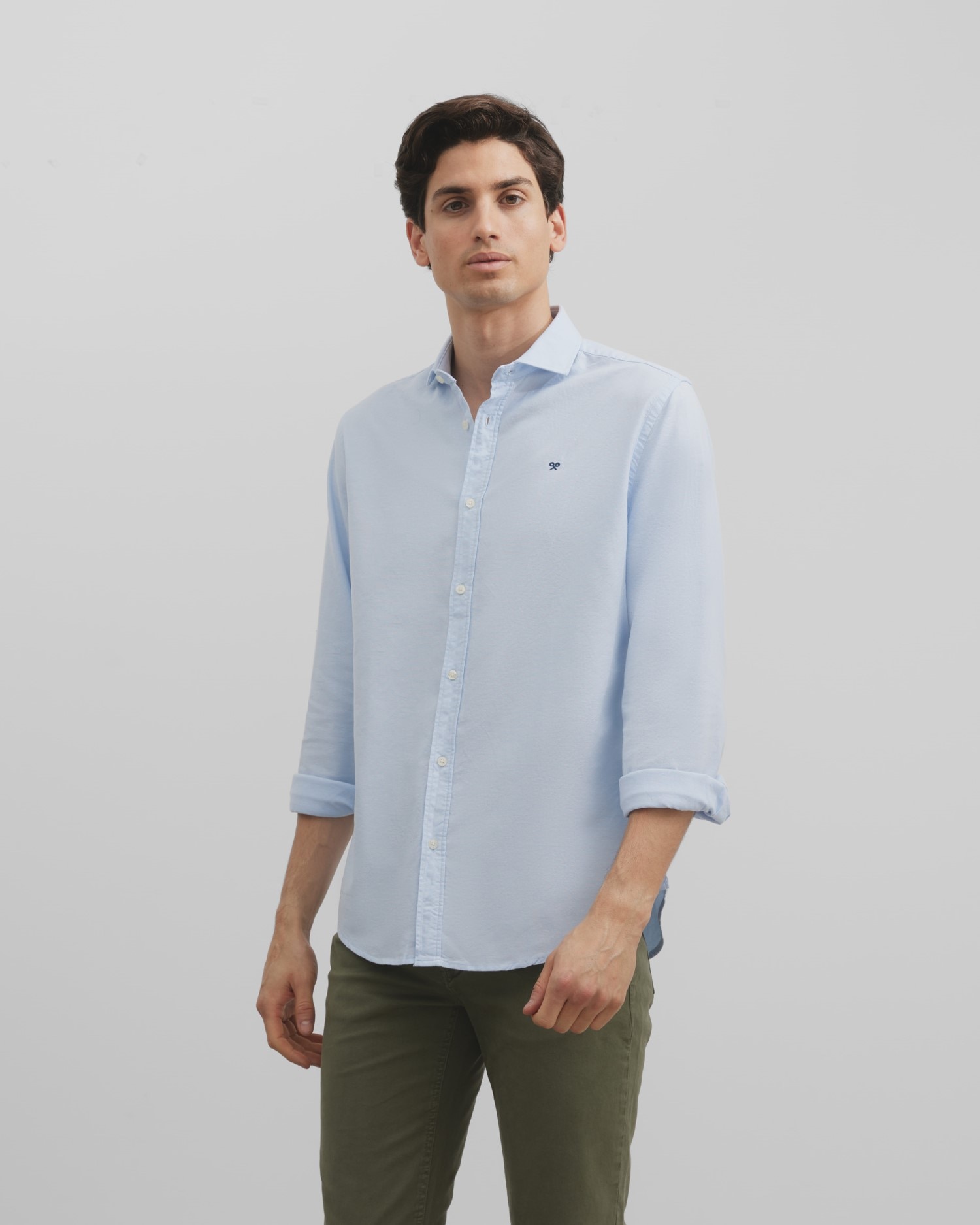 Camisa Slim Lisa Celeste Azul-claro-1