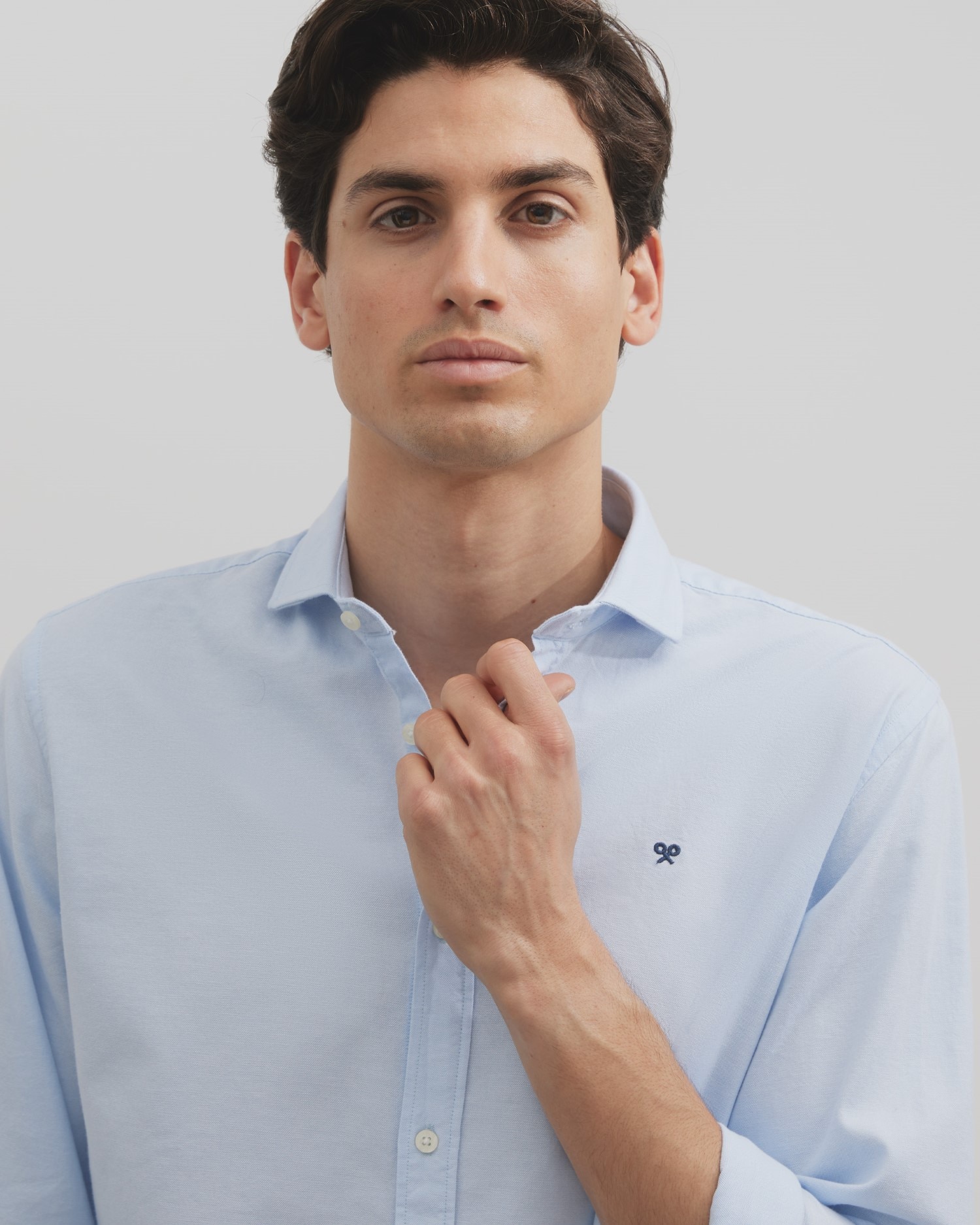 Camisa Slim Lisa Celeste Azul-claro-3