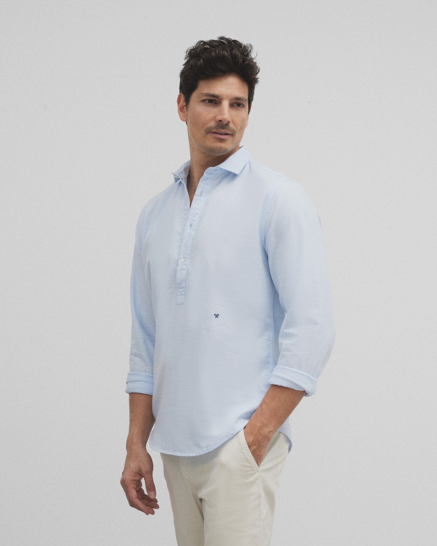Camisa Polera Sport Oxford Celeste Celeste-1