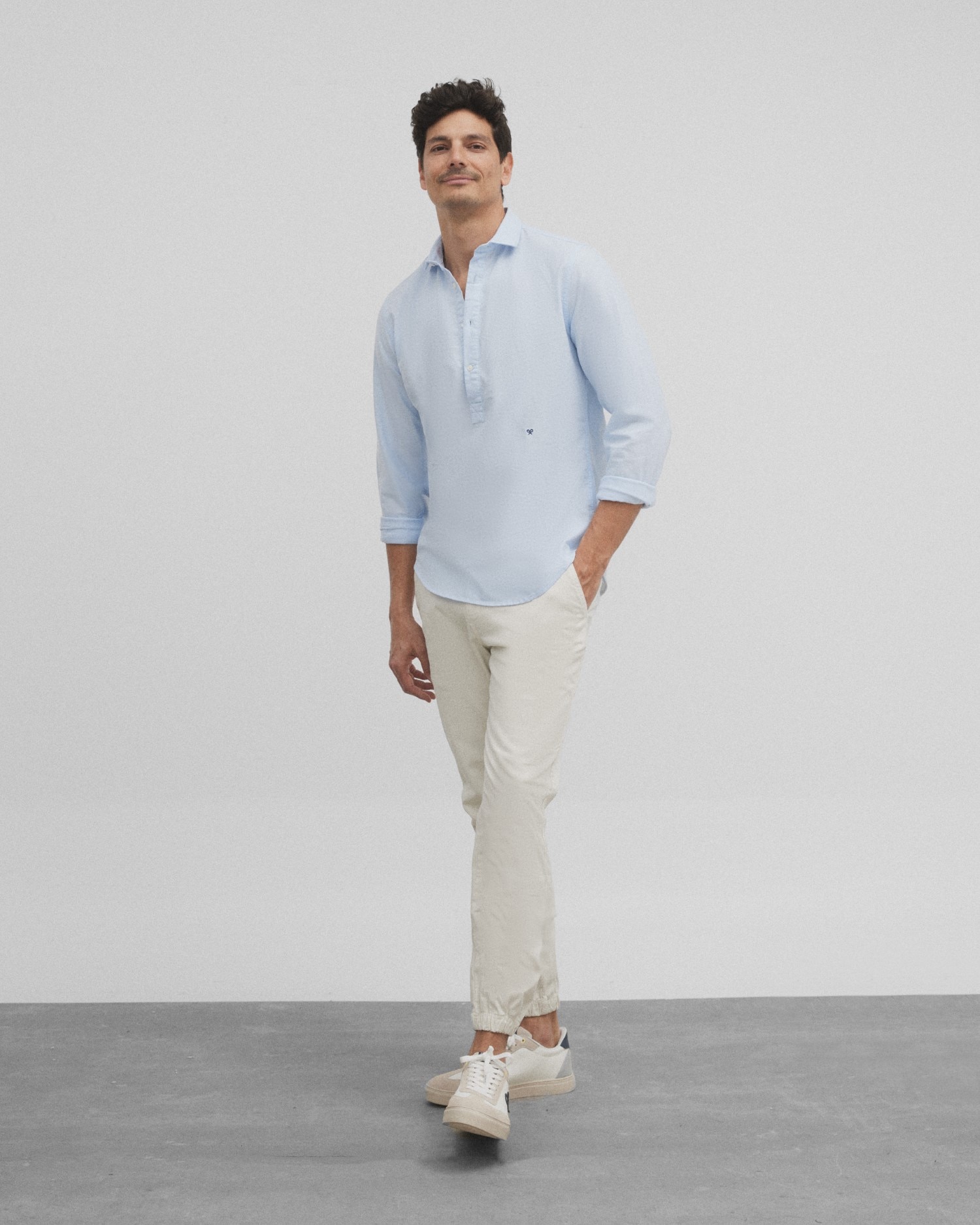 Camisa Polera Sport Oxford Celeste Celeste-3