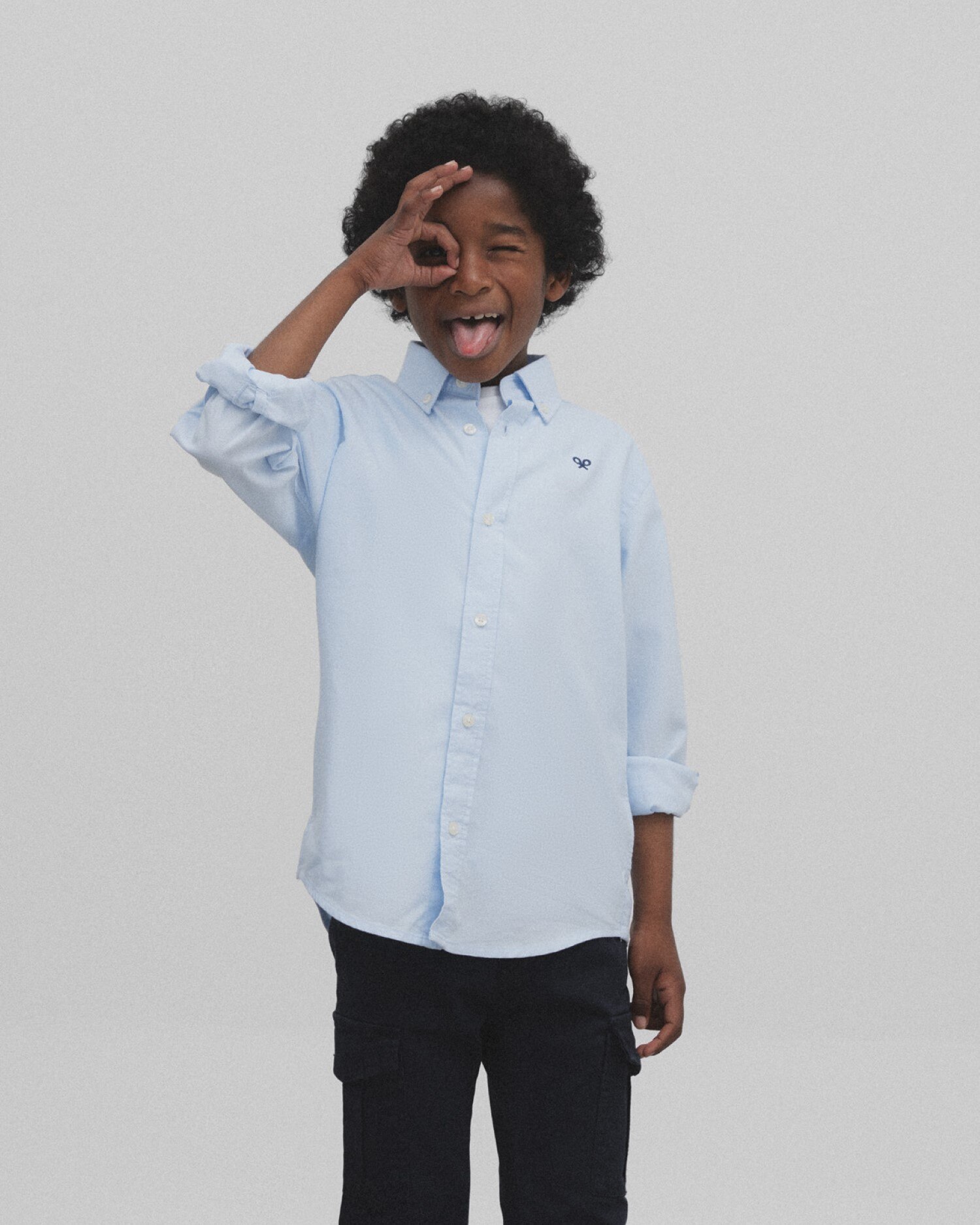 Camisa Infantil Sport Clássica Oxford Silbon Azul-claro-4
