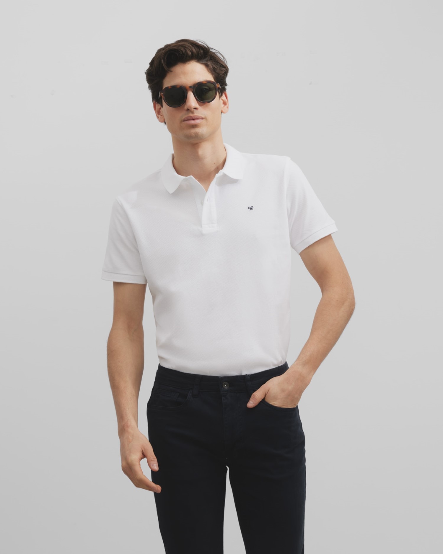 Polo Clássico Liso Branco-1