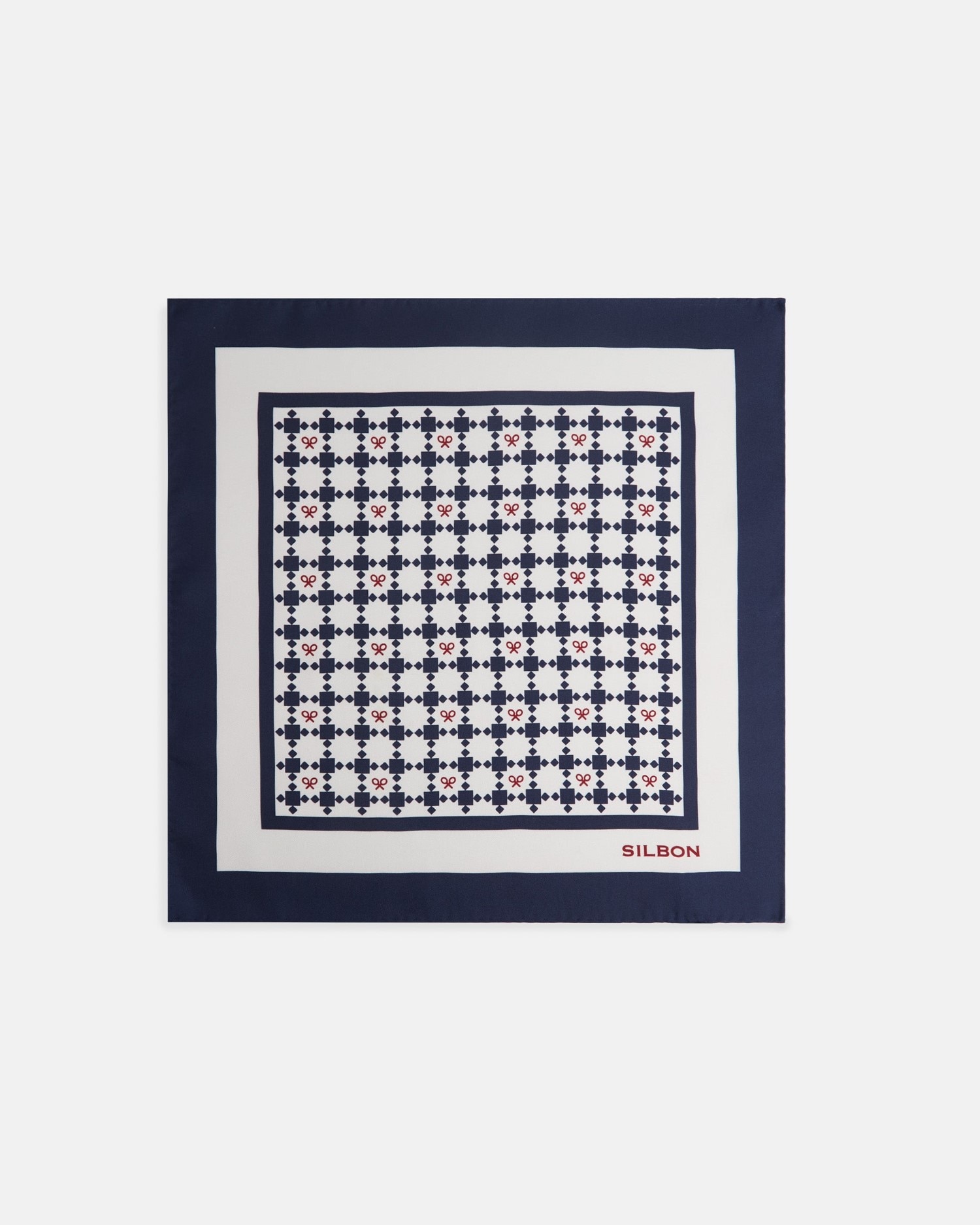 Lenço Geométrico Raquetes em Branco Azul / Branco-1