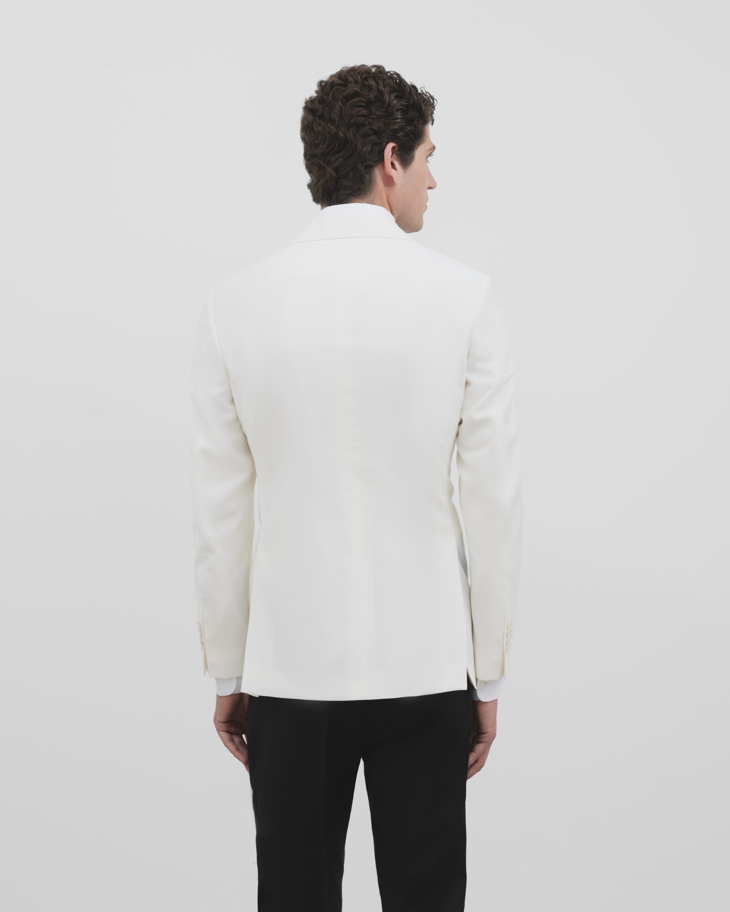 Blazer de Smoking Slim Liso em Branco Branco-2