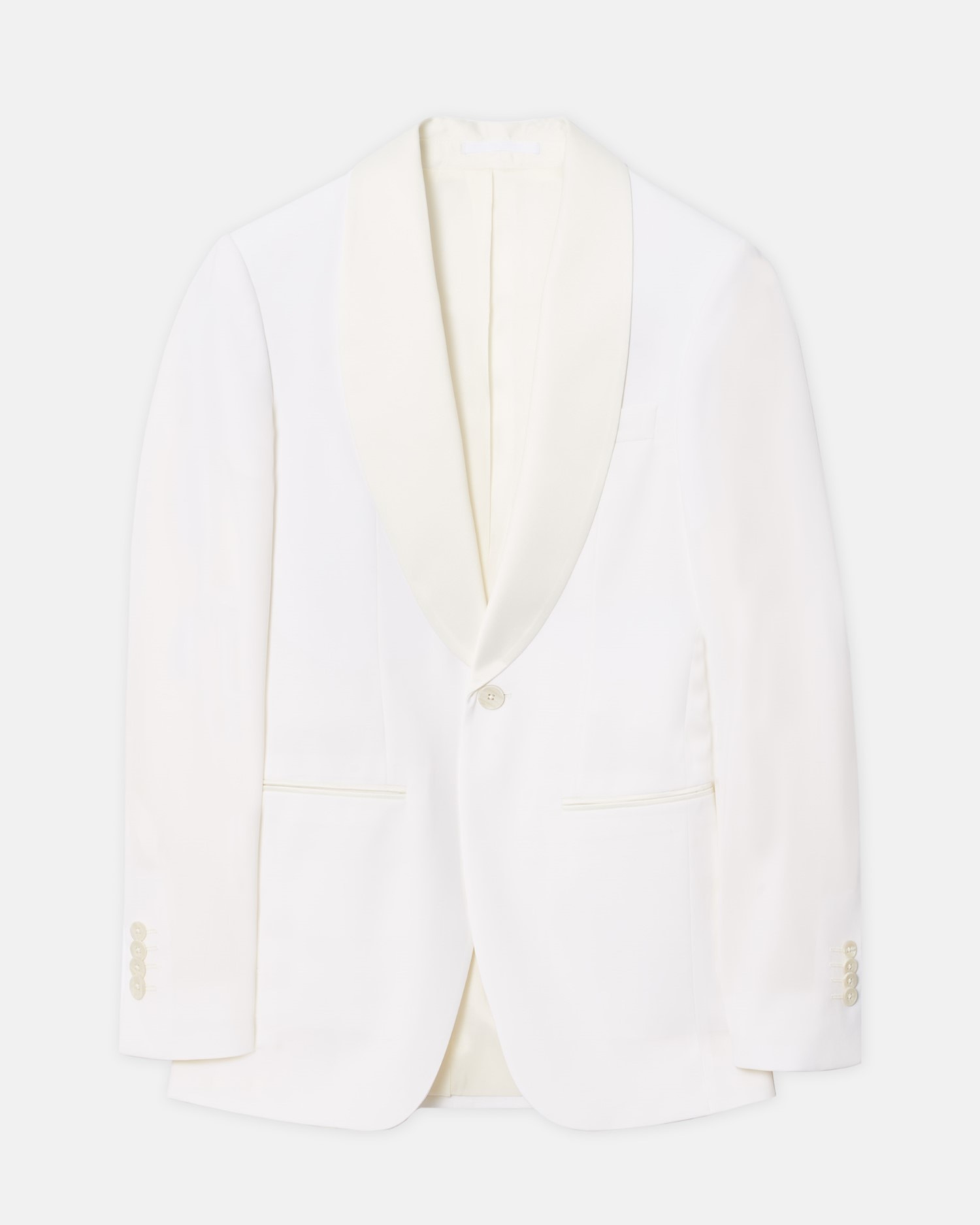 Blazer de Smoking Slim Liso em Branco Branco-4