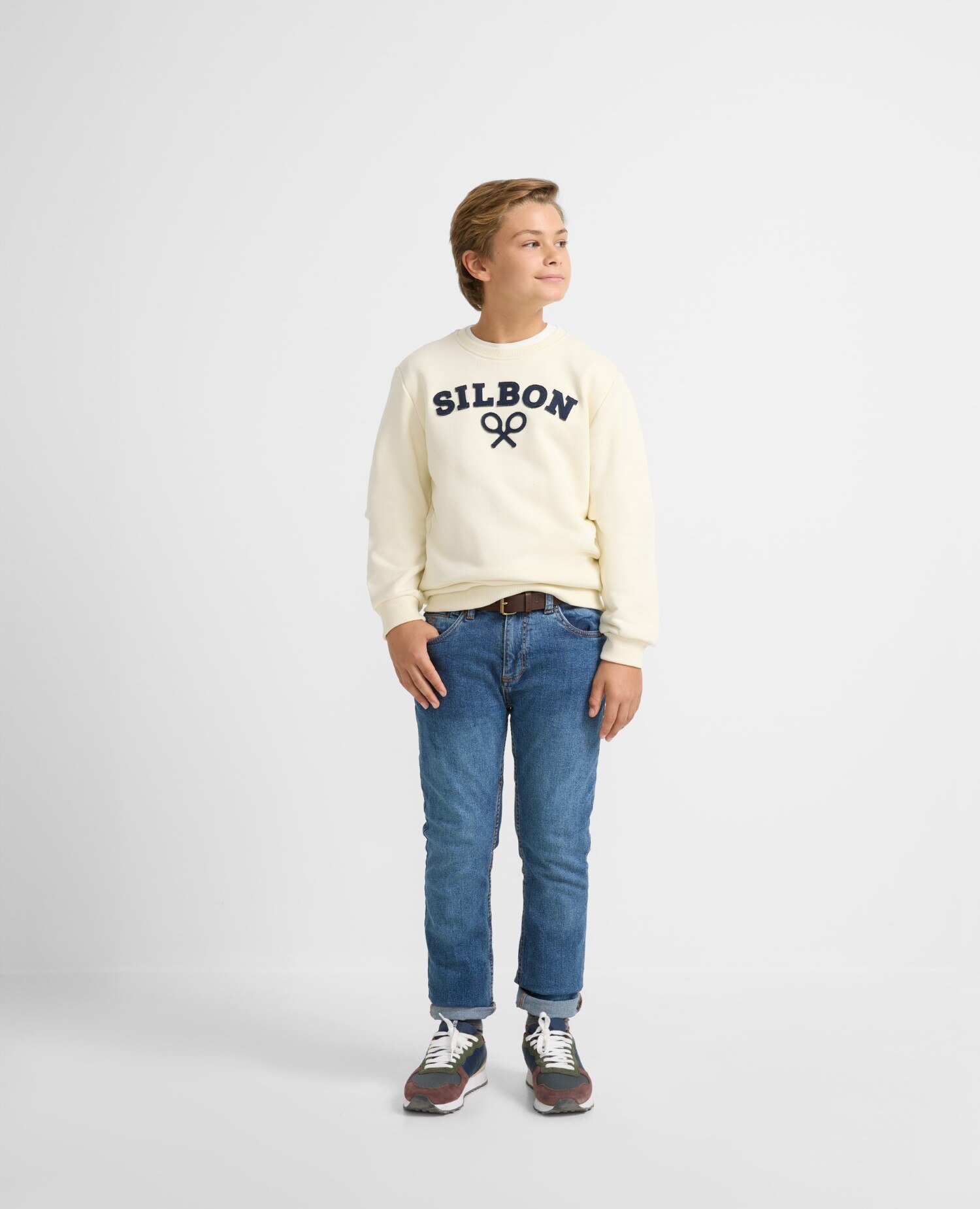 Sweatshirt Infantil Azul-marinho com Desenho Frontal Silbon Creme-3