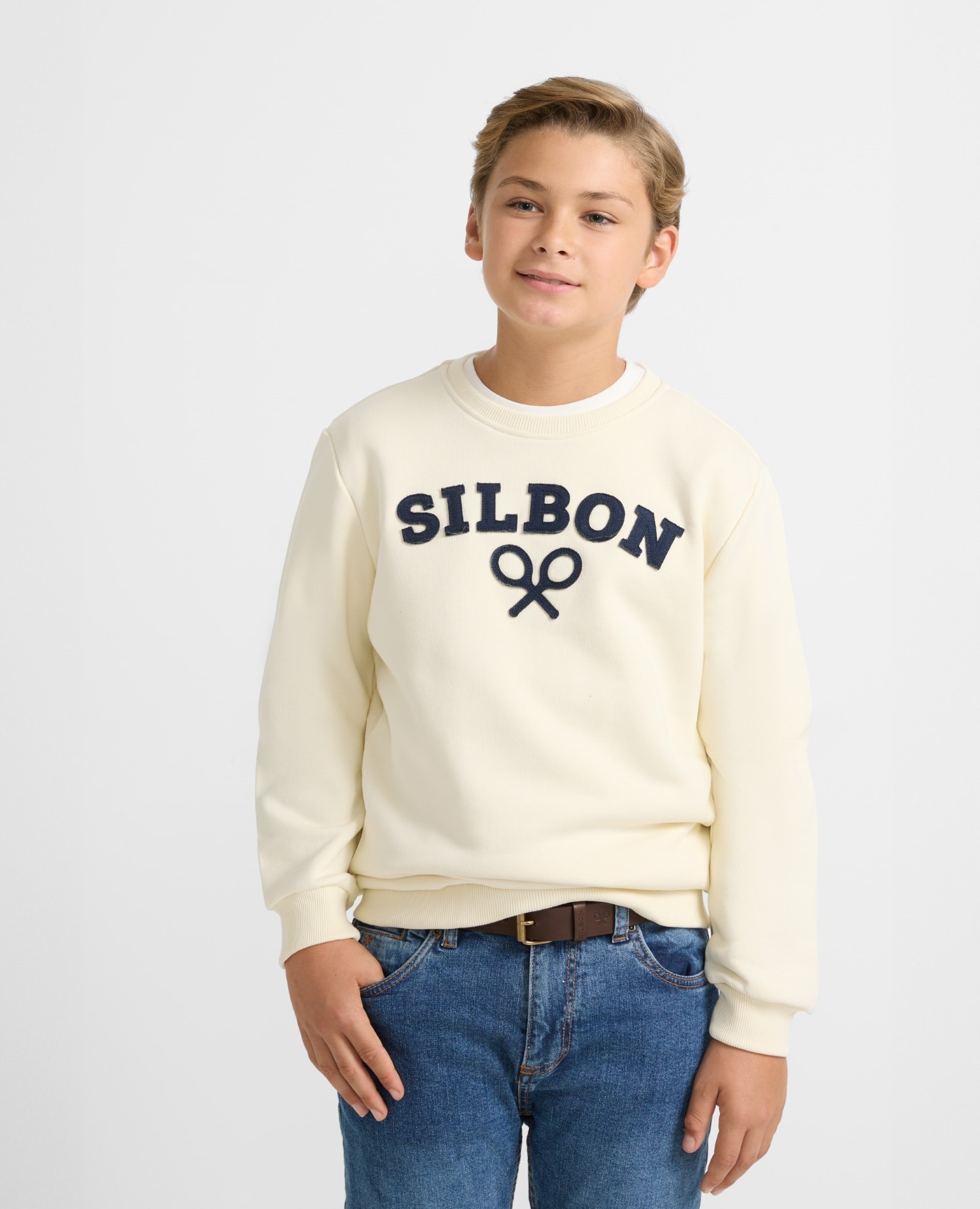 Sweatshirt Infantil Azul-marinho com Desenho Frontal Silbon Creme-4