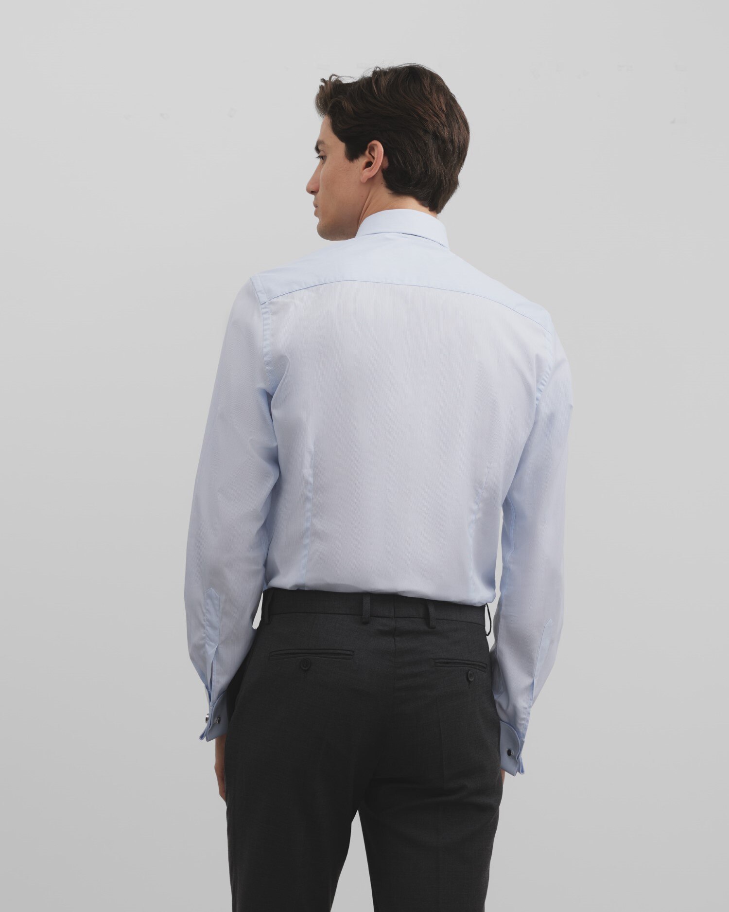 Camisa Slim Às Riscas Celeste Azul-claro-2