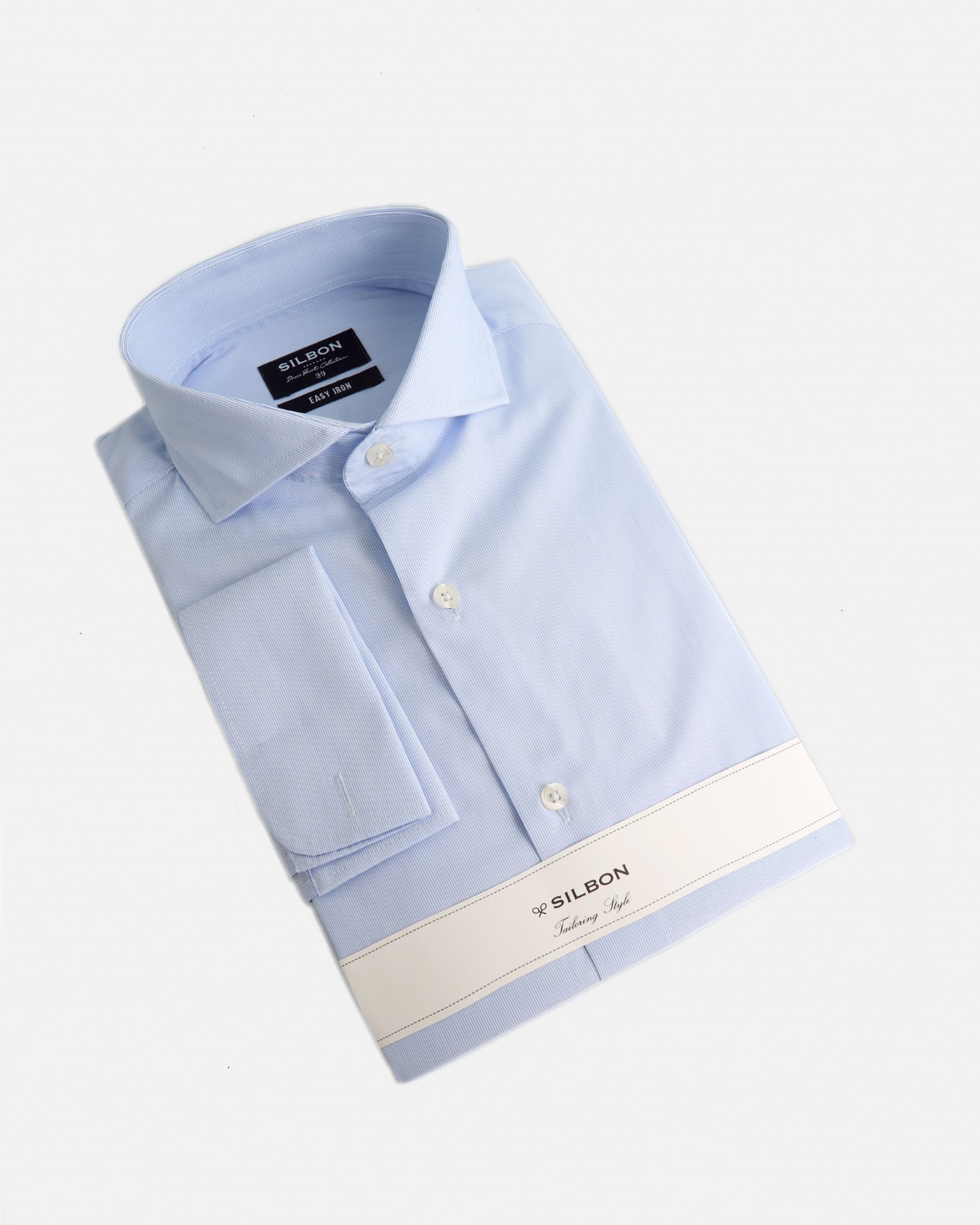 Camisa Slim Às Riscas Celeste Azul-claro-5