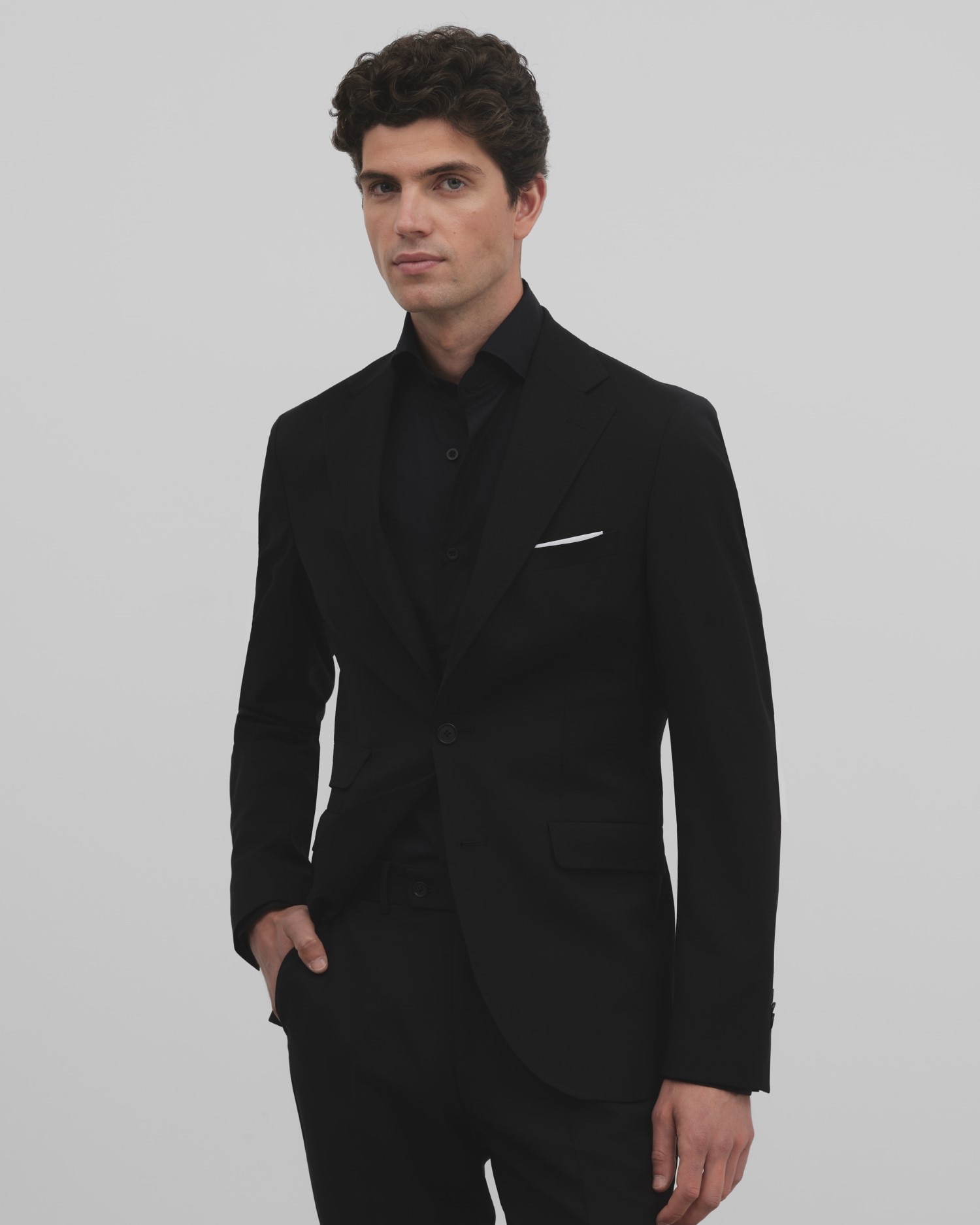 Blazer de Fato Slim Liso em Preto Preto-1