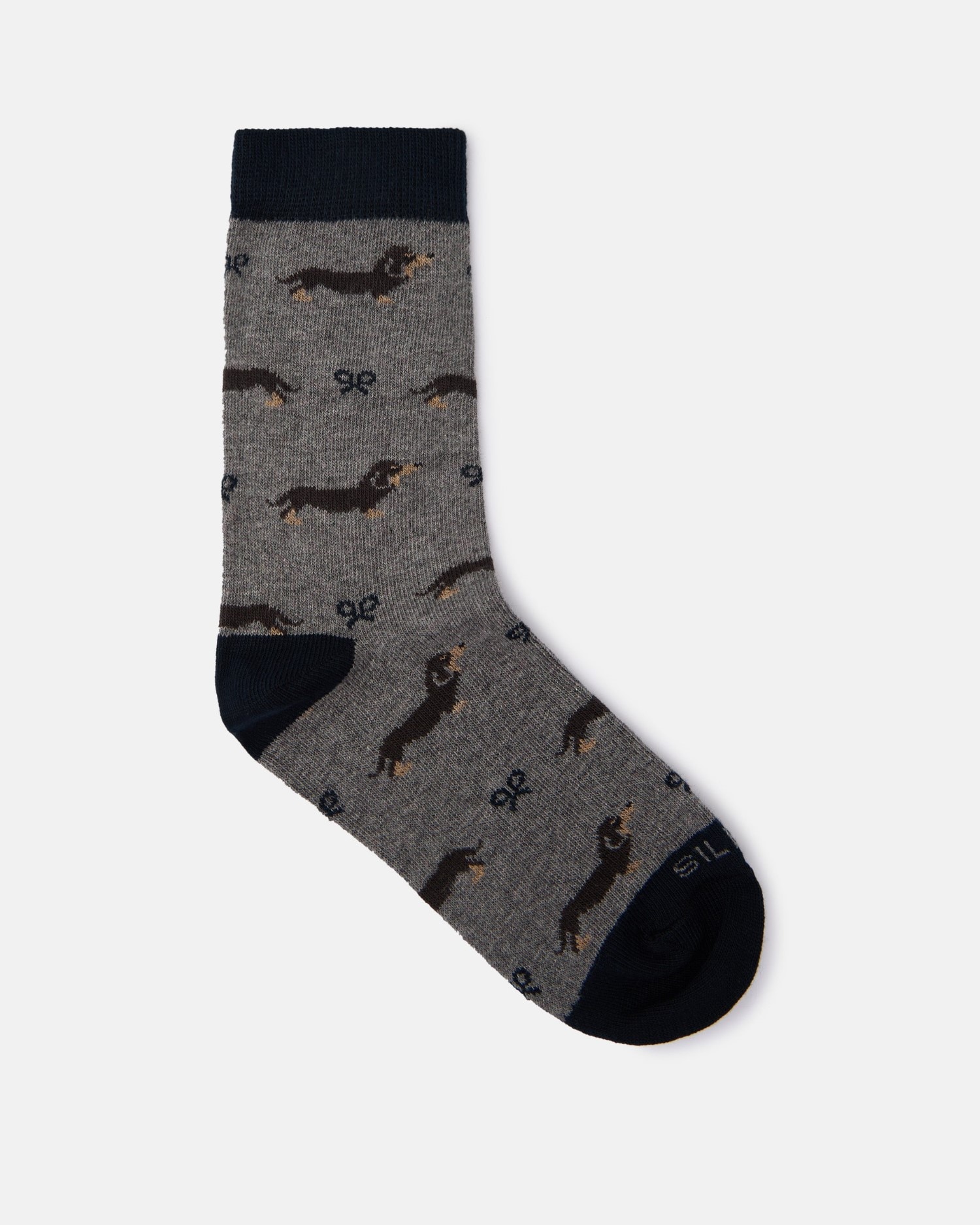 Meias Infantil com Microestampado e Terminações em Contraste Cinzento-1