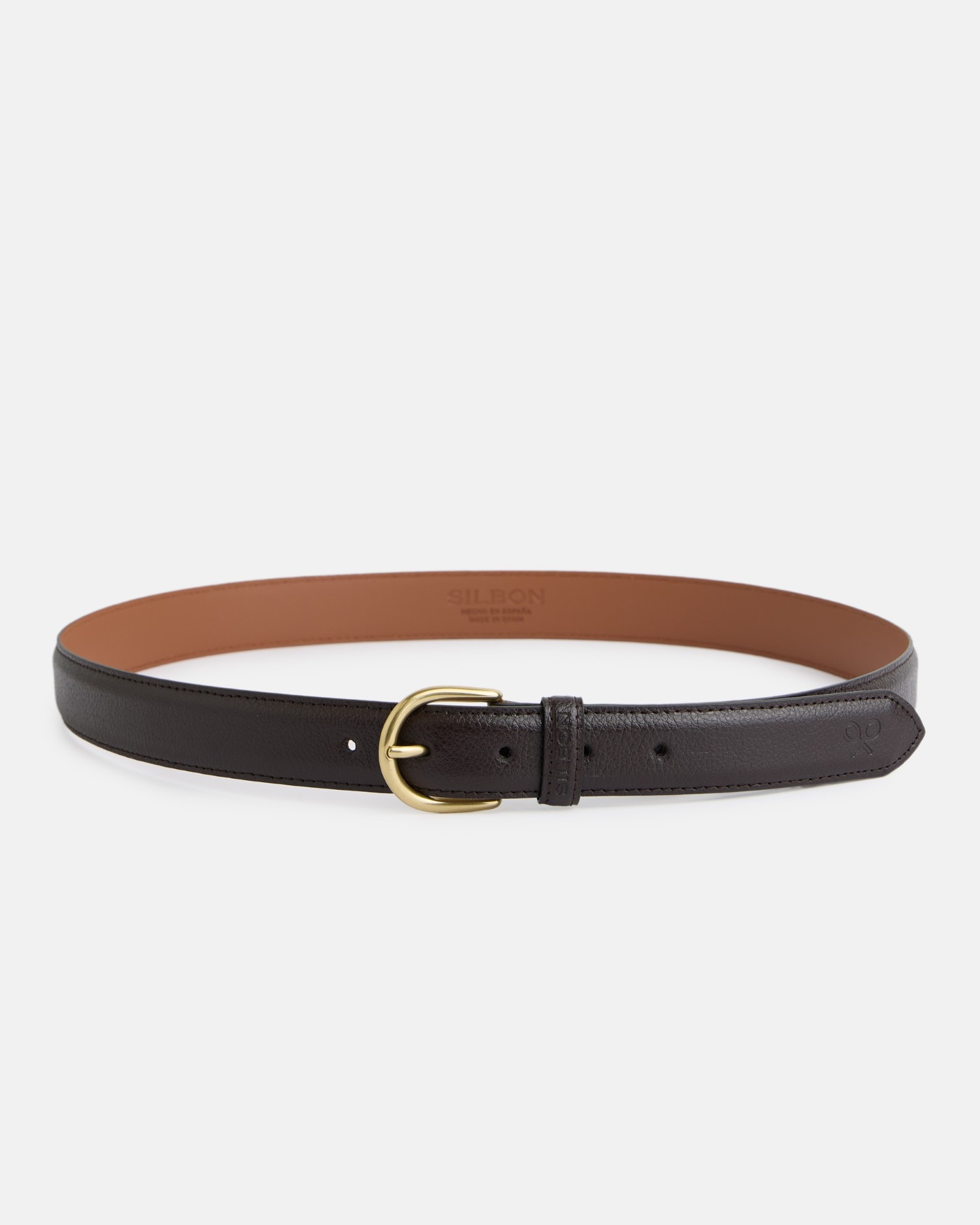 Cinto Clássico em Pele Castanho Castanho-escuro-4