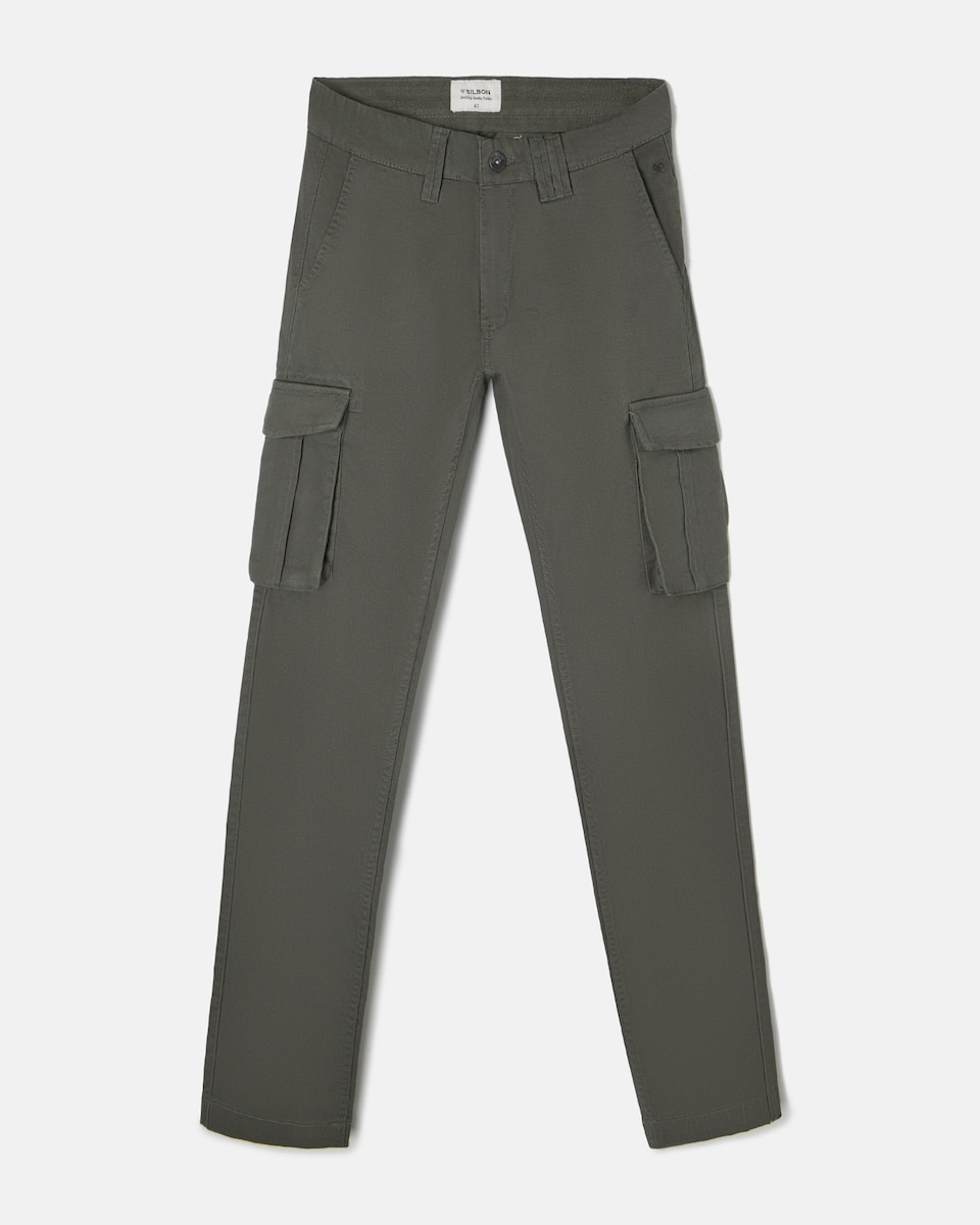 Calças Sport Cargo Casual Verde-escuro-4