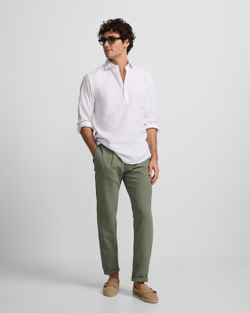 Imagem 0 de Calças Sport Chino em Linho com Pinça em Verde