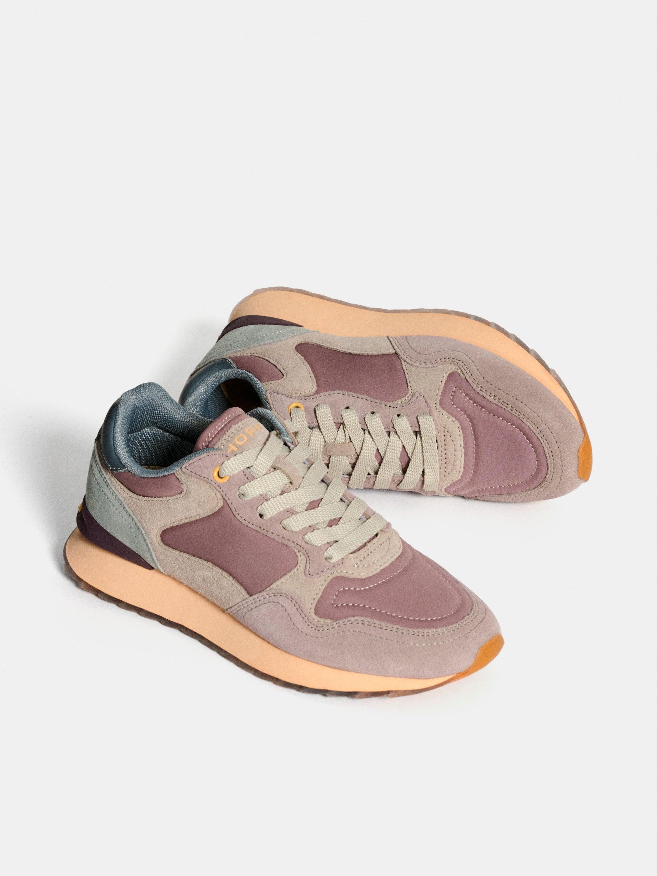 Sapatilhas Baixas em Pele com Sola de Borracha Lilás-2