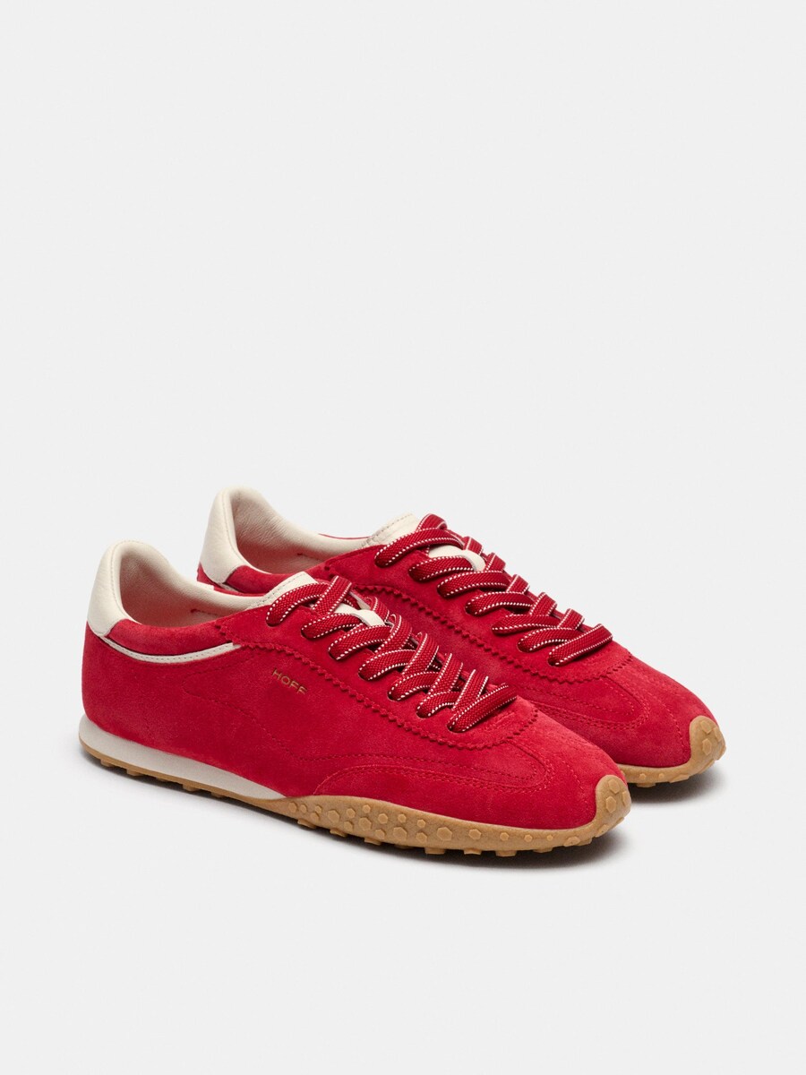 Sapatilhas Retro de Camurça com Atacadores Vermelho-2